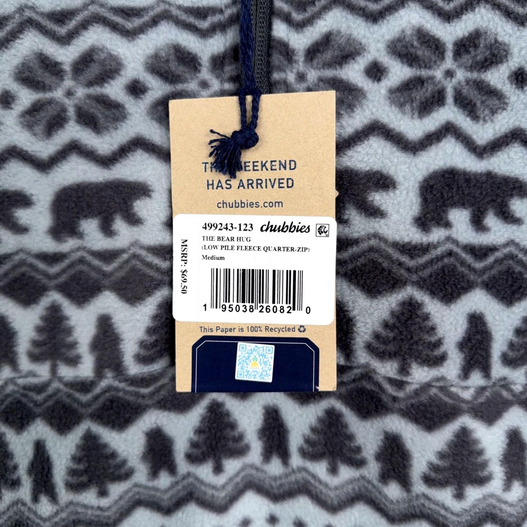 Chubbies Chubbies Jacket Mens Gray Fleece 1/4 Zip Pullover Bear Hug Fair Isle Jacket Mens M Gray Bear Hug Fleece Outdoor Winter Size US M / EU 48-50 / 2 - 4 Thumbnail