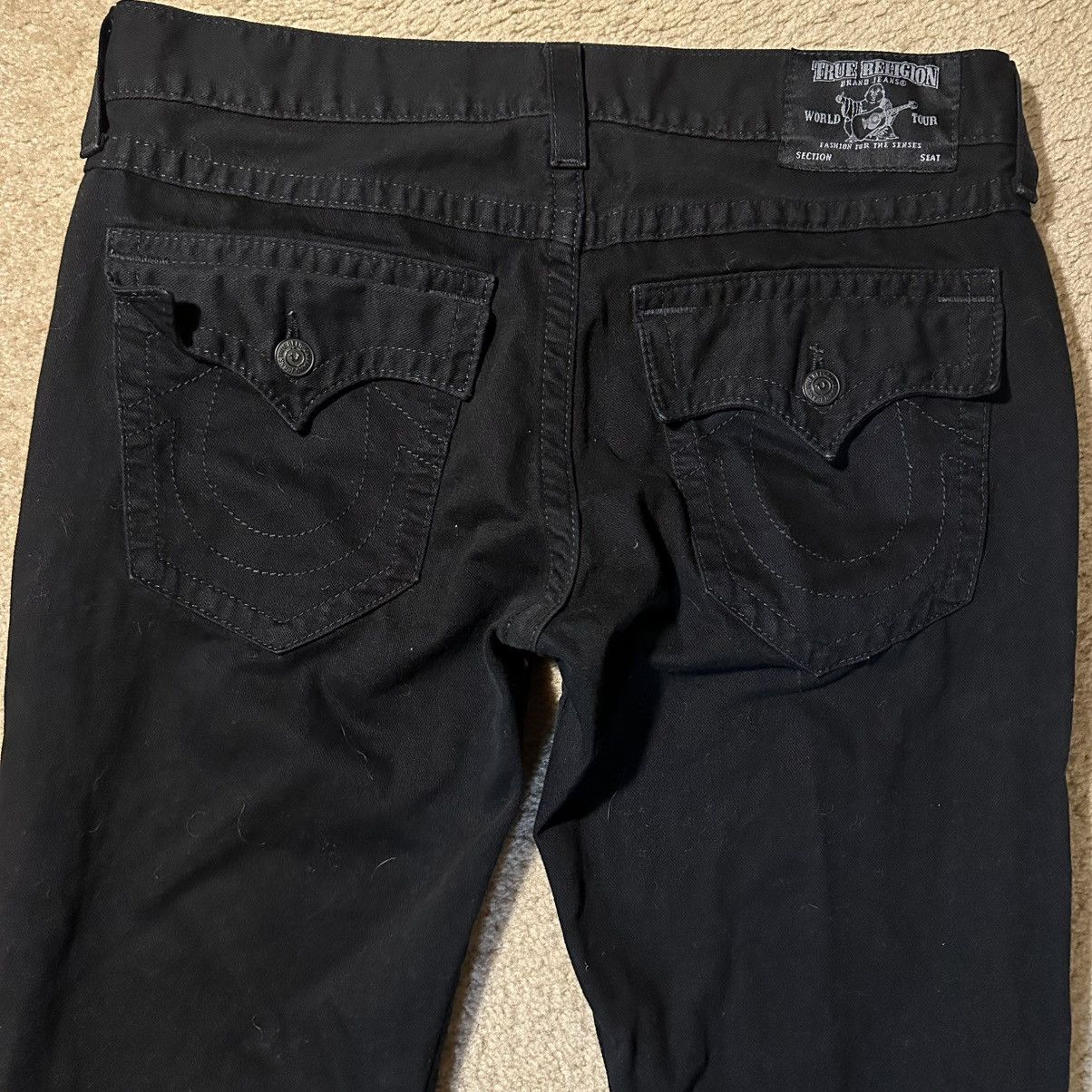 Other × True Religion Y2K Men’s True Religion All Black Denim Skinny Flap Jeans Size US 36 / EU 52 - 2 Thumbnail