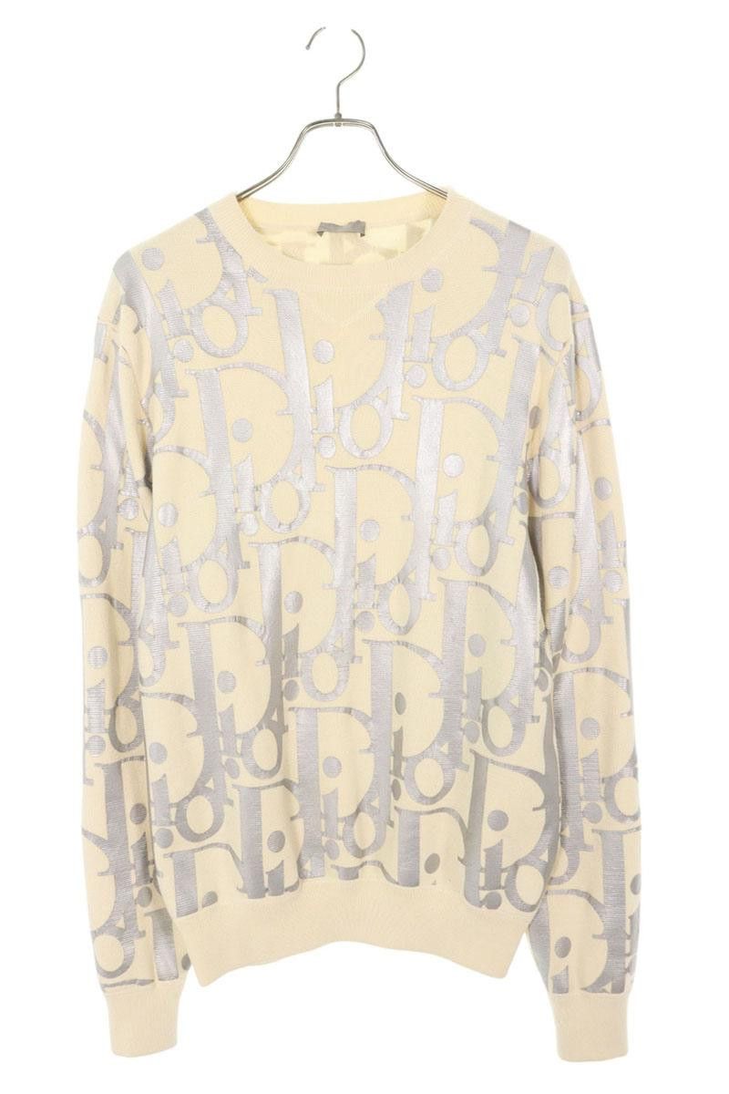 Dior Dior 21SS All-Over Print Knit Sweater White x Silver Size M Size US M / EU 48-50 / 2 - 1 Thumbnail
