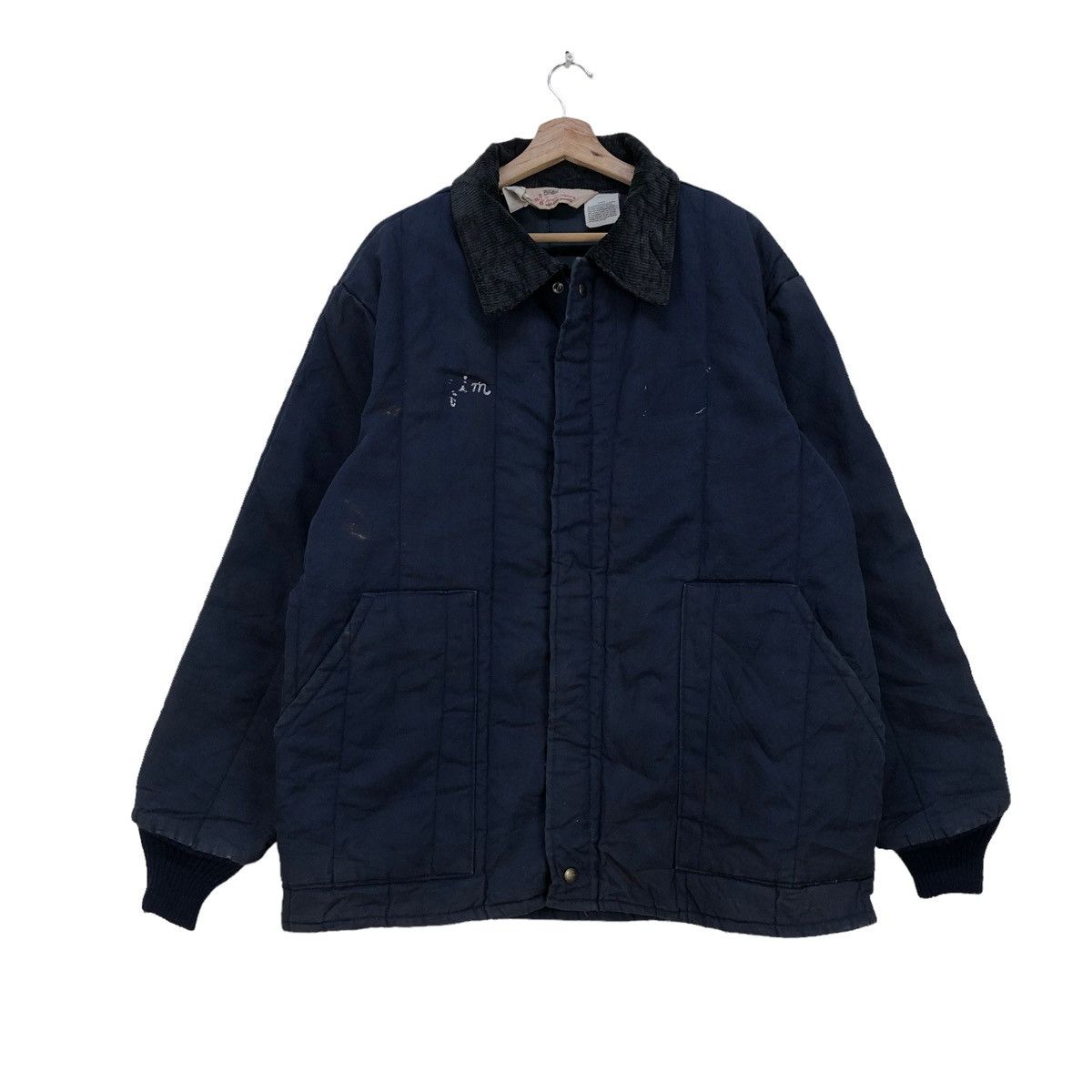 image of Vintage Walls Duck Canvas Inspired Cahartt Jacket in Navy Blue, Men's (Size Large)