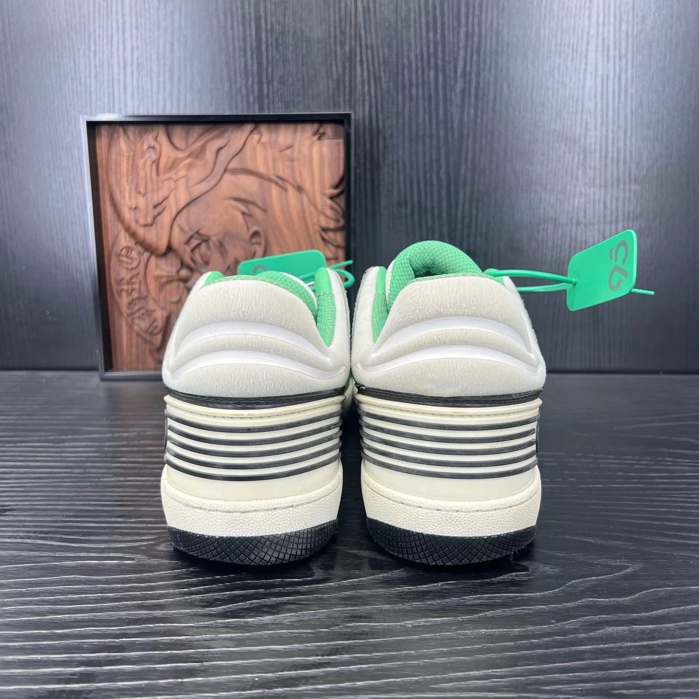 Gucci GUCCI Basket 10 Green-White-Black Distressed Lining Repaired Size US 10 / EU 43 - 5 Thumbnail