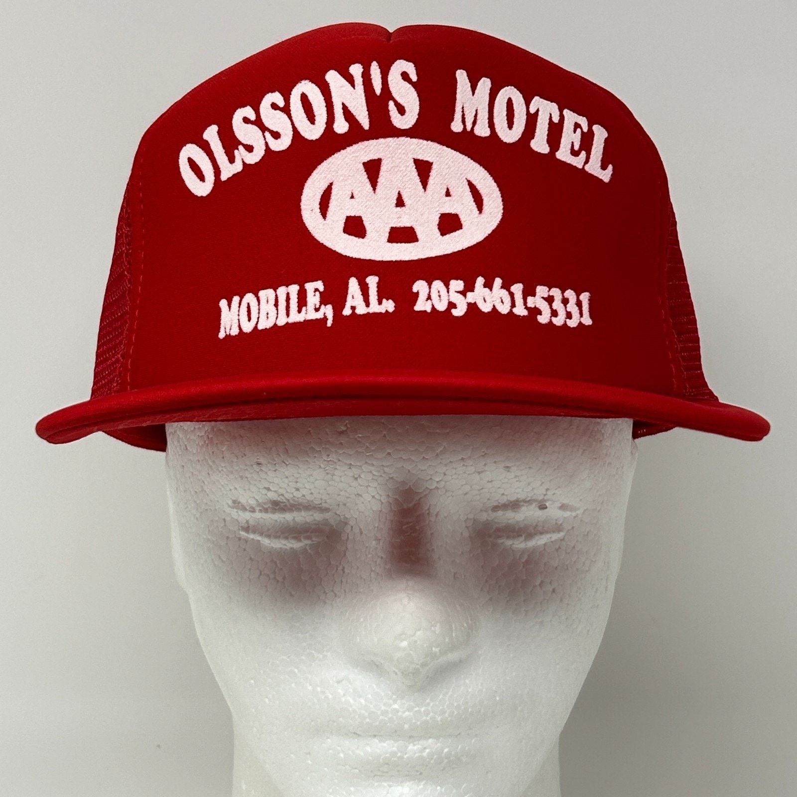 Vintage Vintage Olssons Motel Trucker Hat Cap Red 80s Mobile Alabama Size ONE SIZE - 2 Thumbnail
