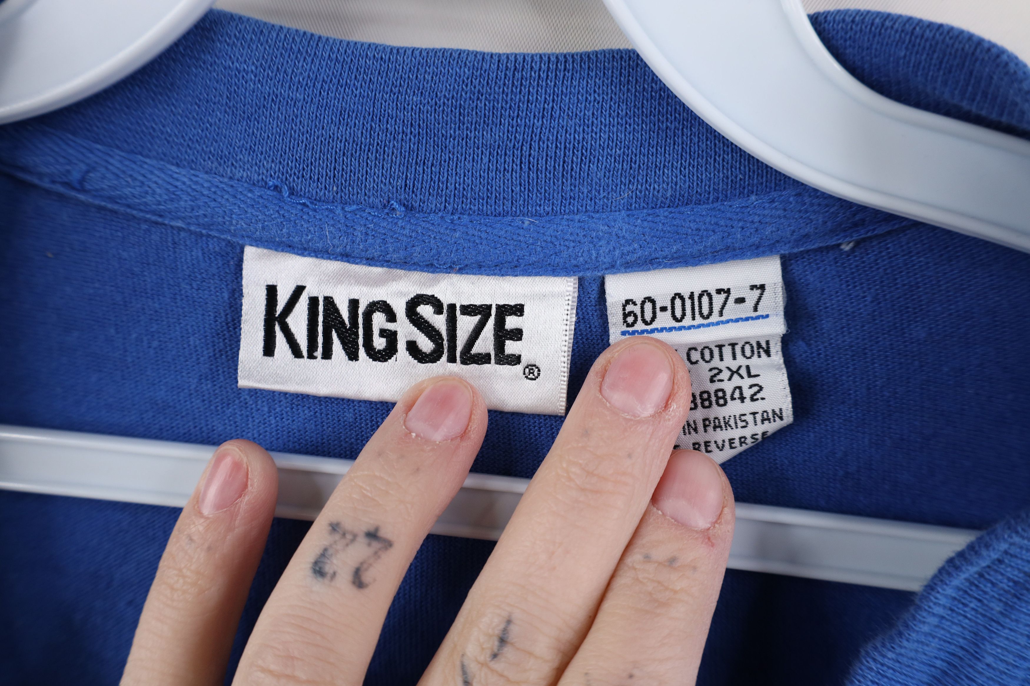 Vintage Vintage 90s Streetwear Long Sleeve Pocket T-Shirt Royal Blue Size US XXL / EU 58 / 5 - 7 Thumbnail