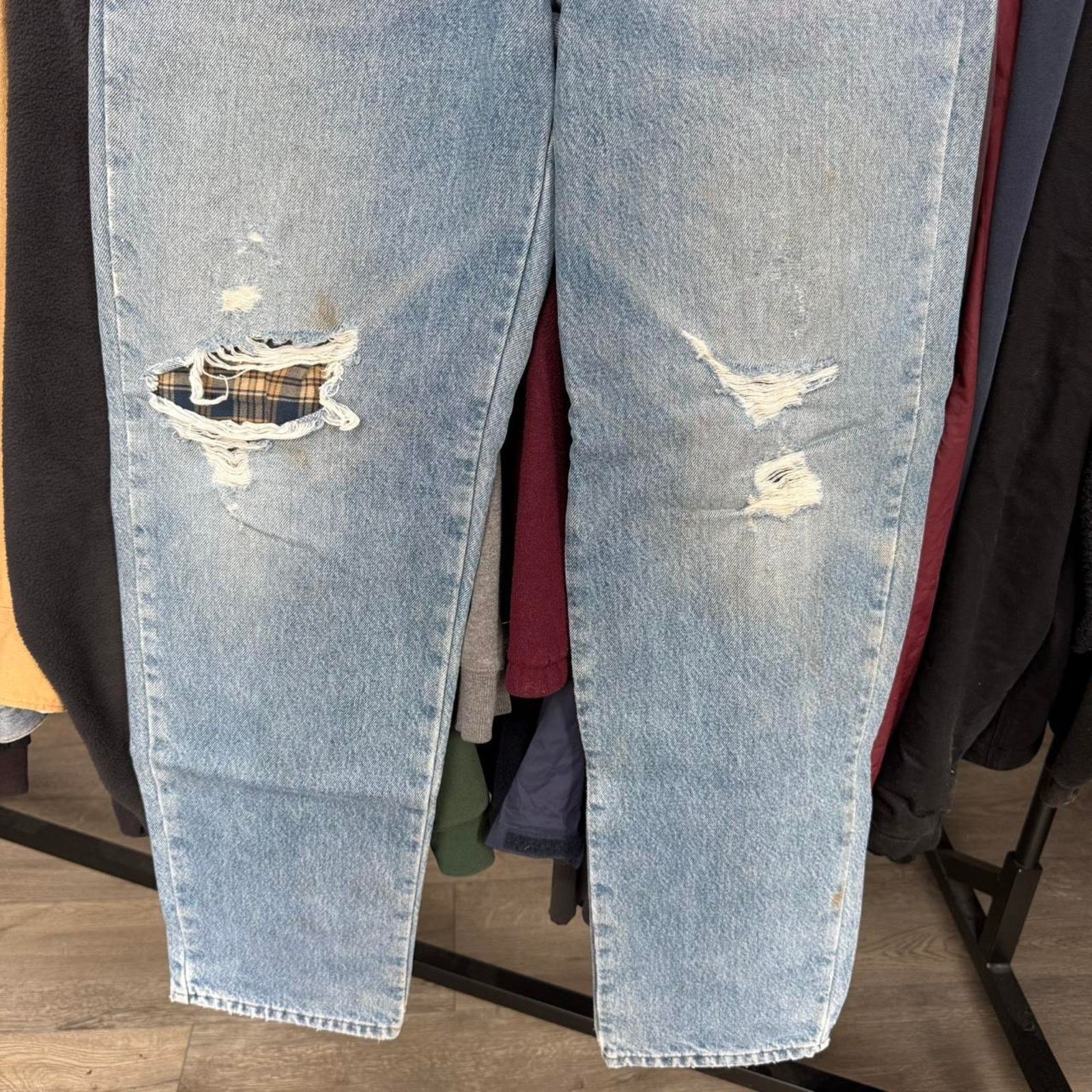 Other Vintage Y2K L.L.Bean Flannel Lined Distressed Jeans Size US 33 - 3 Thumbnail
