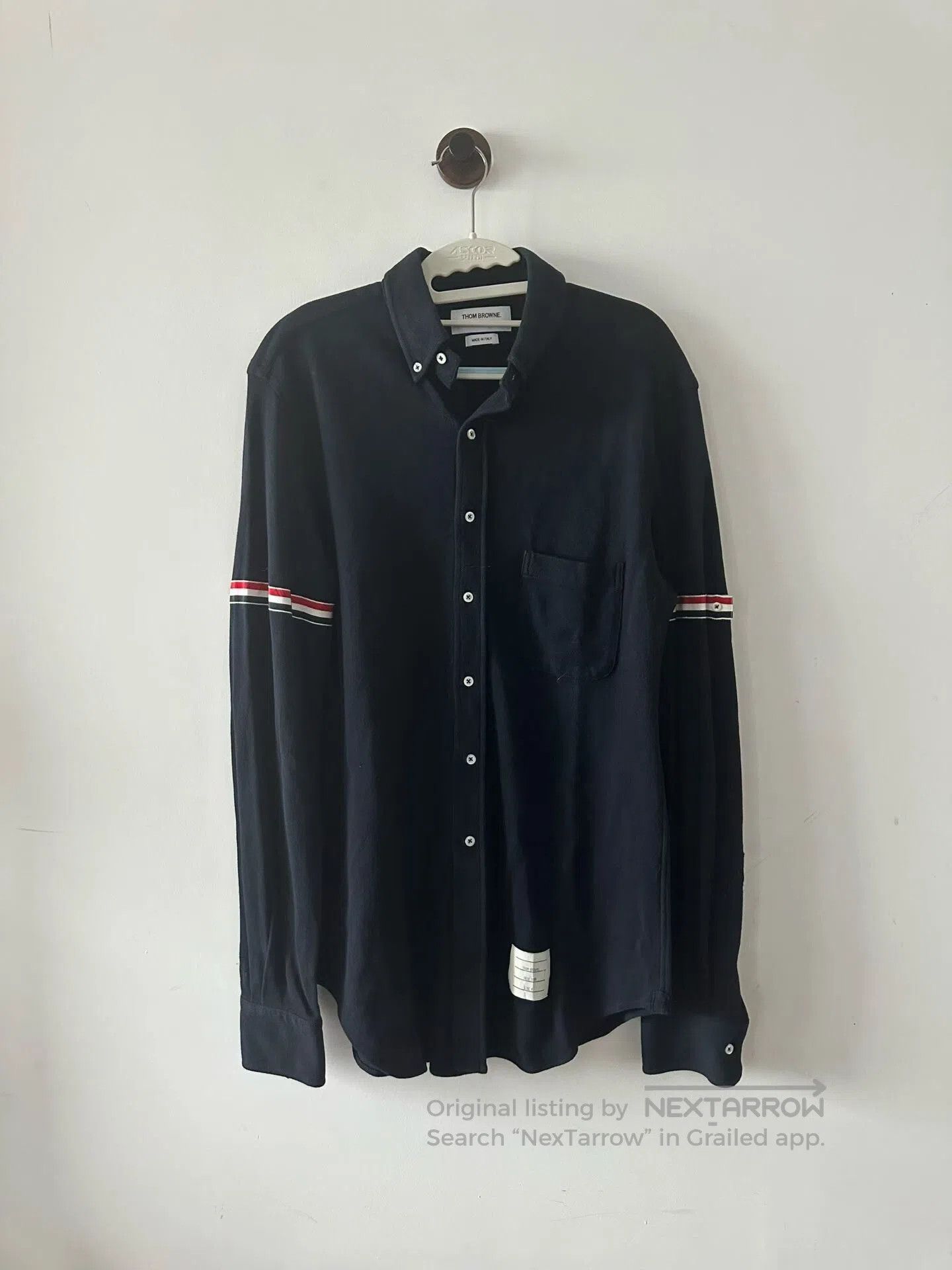 Thom Browne Thom Browne Navy Double Cuff Tag Shirt. Size US XL / EU 56 / 4 - 1 Thumbnail