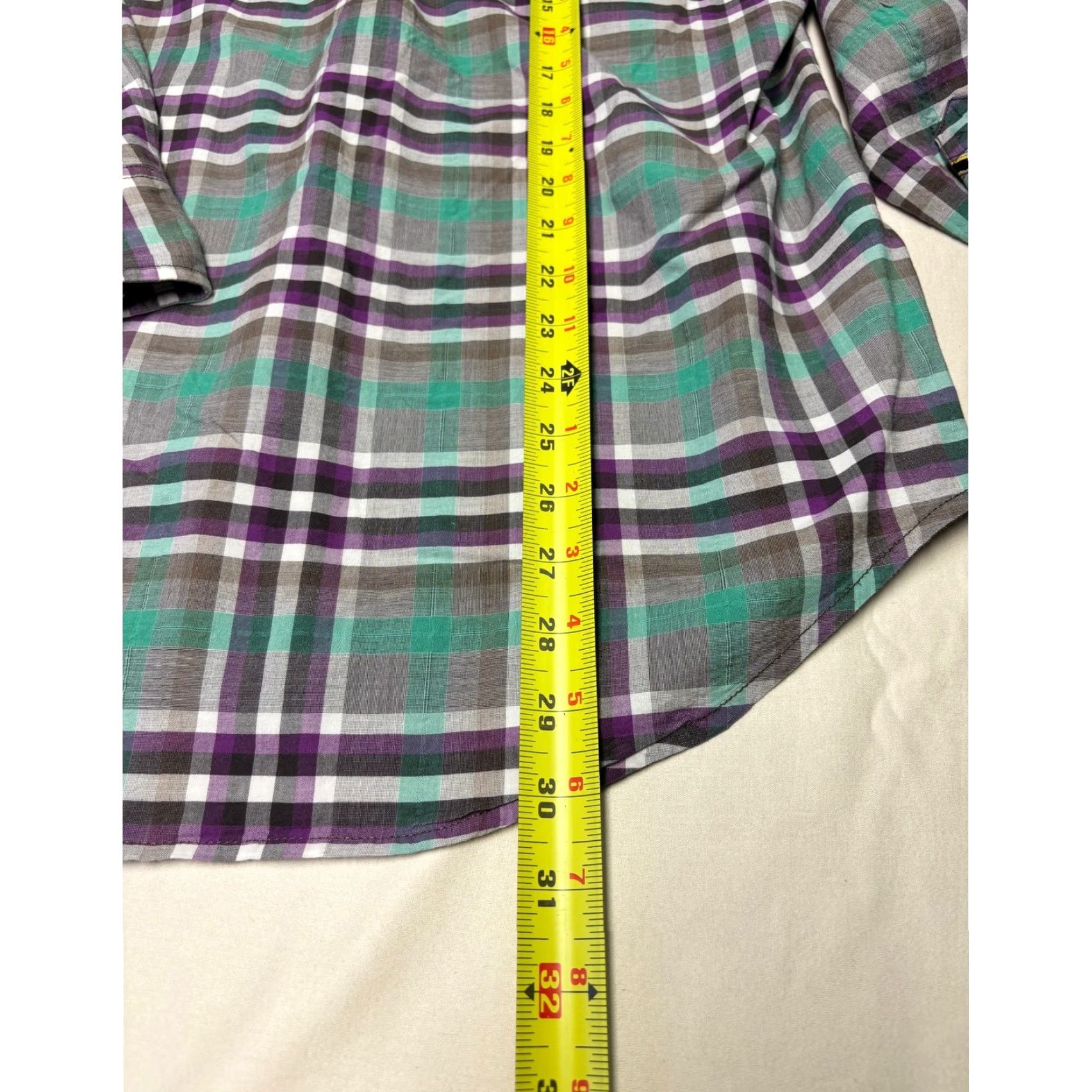 Robert Graham Robert Graham Freshly Laundered Shirt Mens Medium Green Purple Plaid Cotton L/S Shirt Size US M / EU 48-50 / 2 - 7 Thumbnail