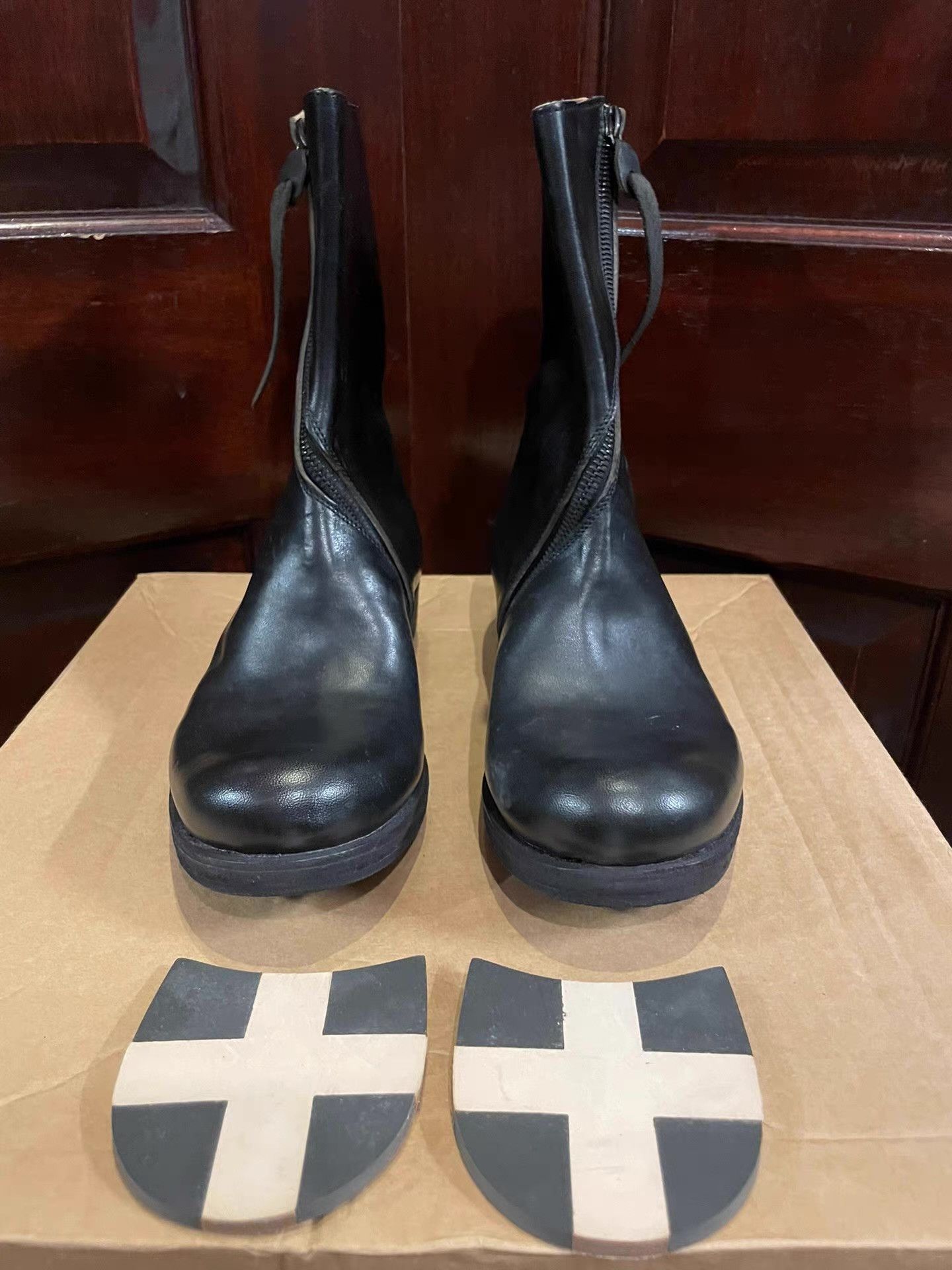 Ma+ m.a+ Women's Side-Zip Tall Boots, Black Swivel Zipper Ｑ25 Size US 5 / IT 35 - 1 Thumbnail