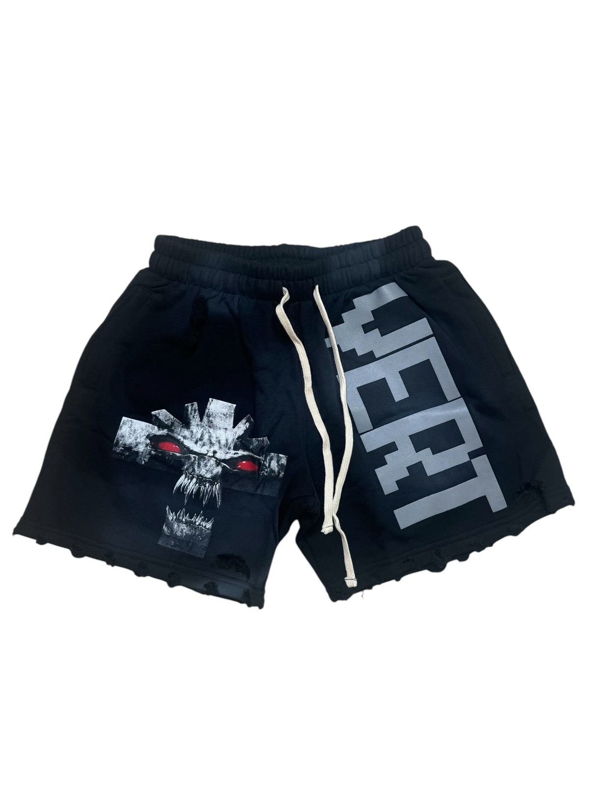 Vertabrae Vertabrae Vonster Cross Distressed Shorts Black SIZE MEDIUM Size US 30 / EU 46 - 1 Thumbnail