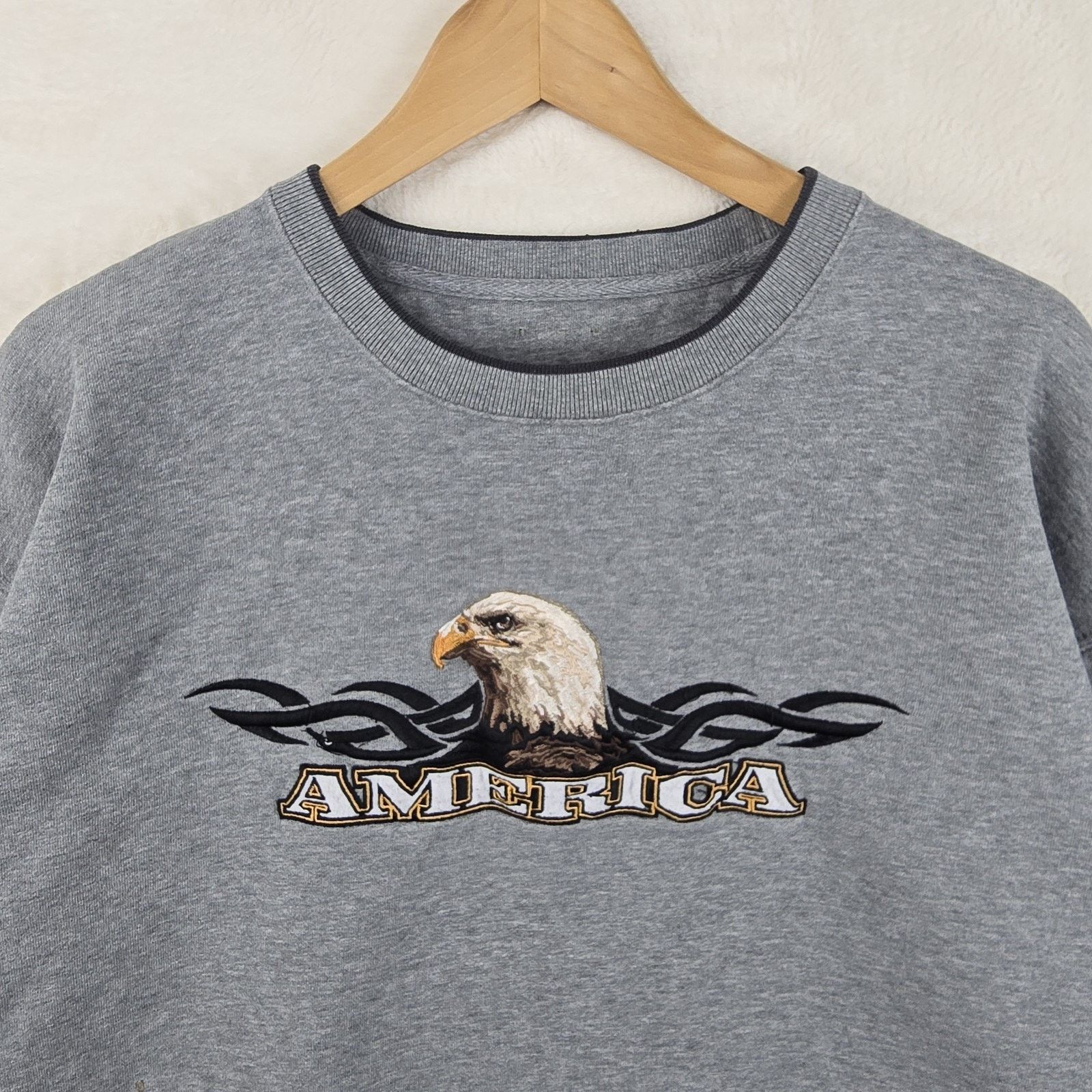 Croft & Barrow Croft & Barrow America Gray Sweatshirt Large Tribal Eagle Size US L / EU 52-54 / 3 - 5 Thumbnail
