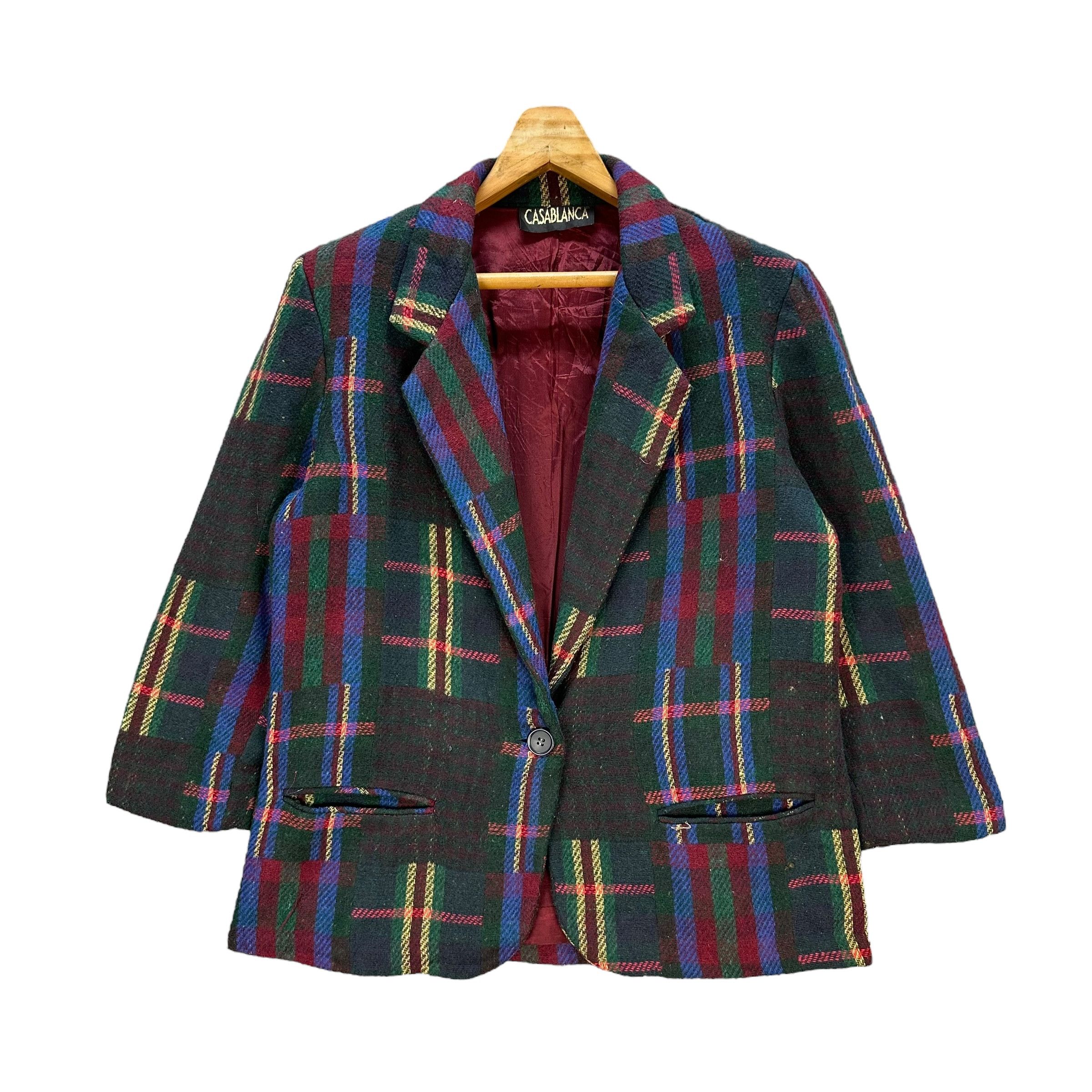 Vintage CASABLANCA Single Button Checked Blazer #A74-1798