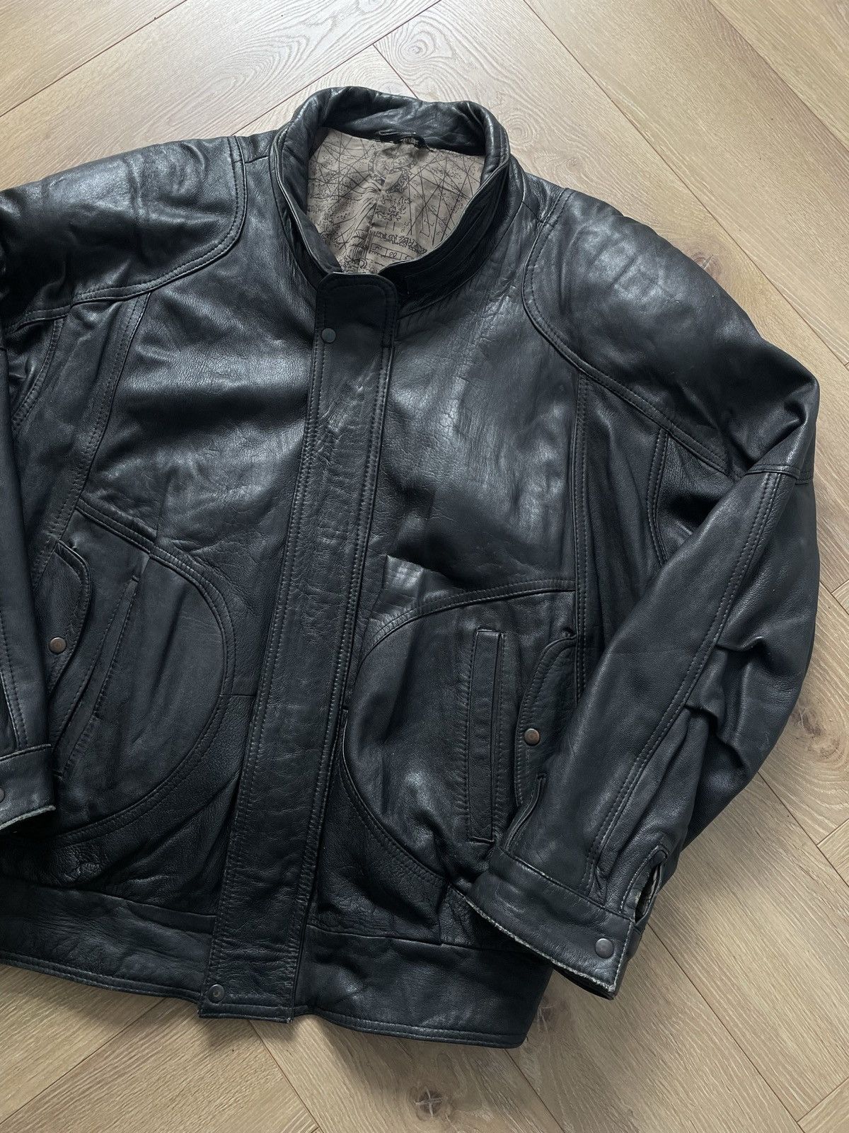 Vintage Vintage Y2k Black Real Leather Zip Bomber Jacket Avant Garde Size US XL / EU 56 / 4 - 4 Thumbnail