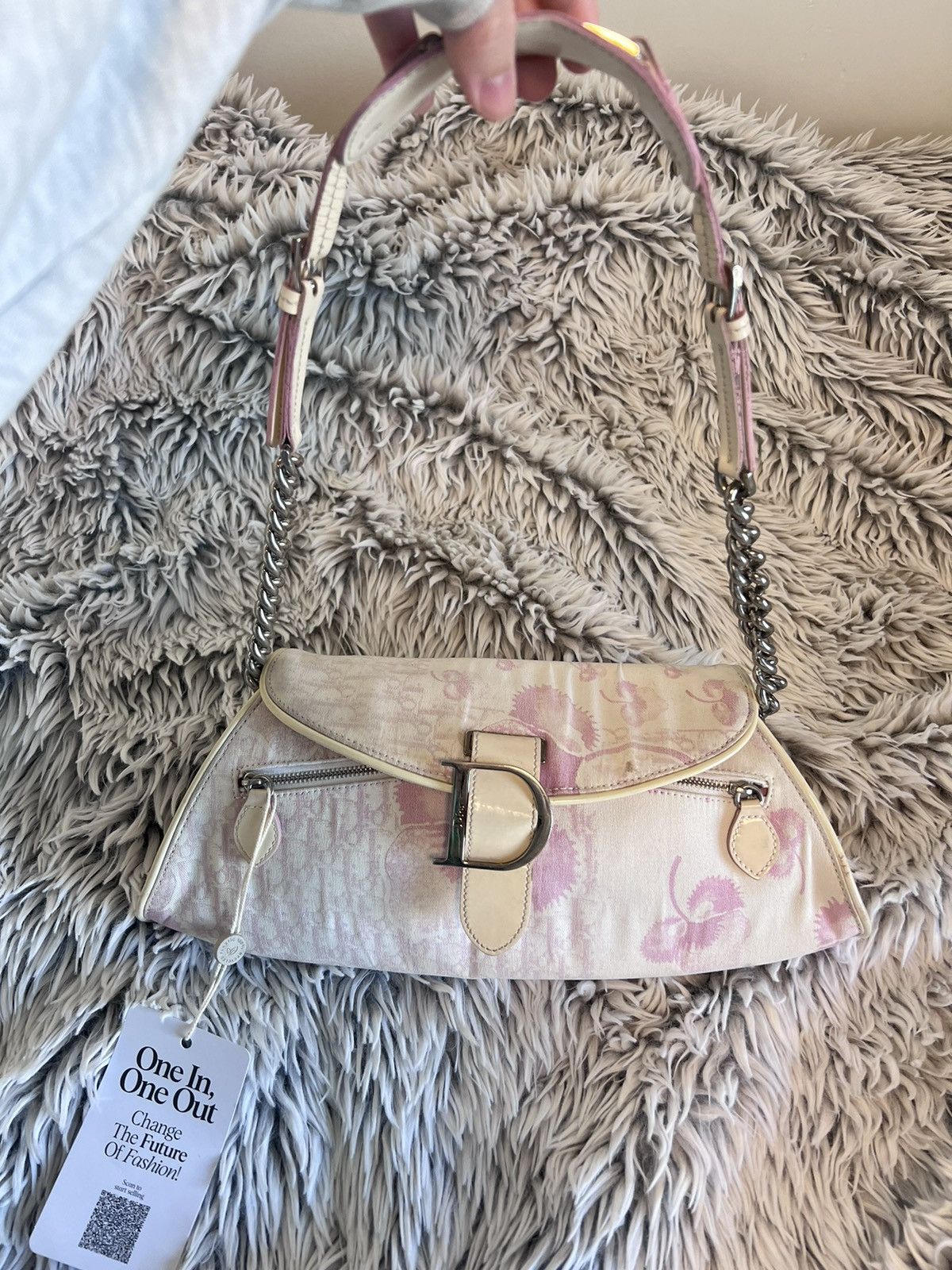 Dior Vintage Trotter Cherry Blossom Shoulder Bag in Pink, Women's