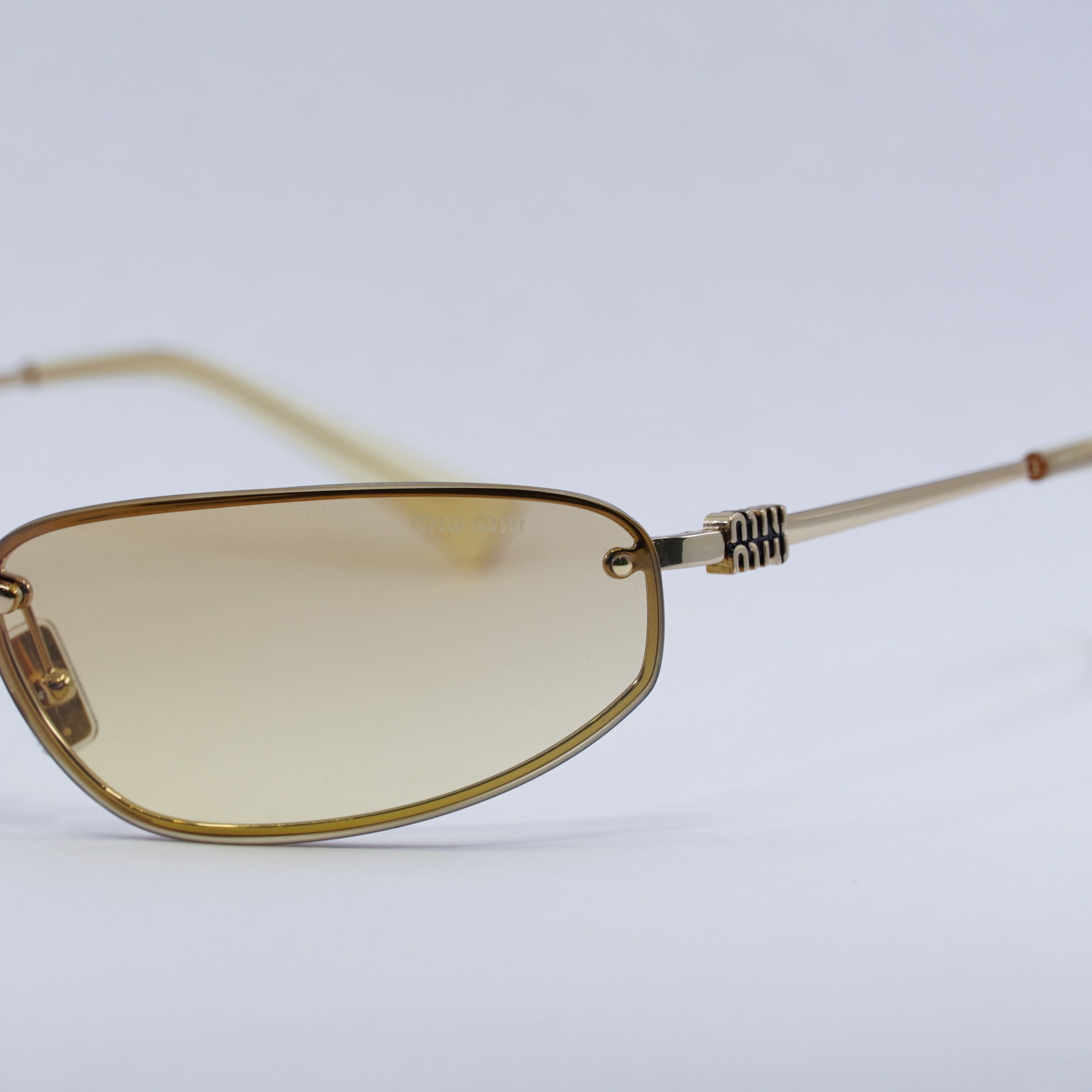 Miu Miu Miu Miu MUA50S 5AK7R1 Sunglasses Gold Rectangle Frame Size ONE SIZE - 3 Thumbnail