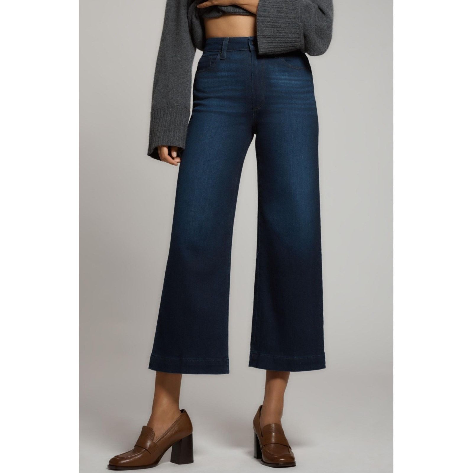 Paige Anthropologie PAIGE Anessa High Rise Wide Leg Crop Jeans 33 Size 35" - 2 Thumbnail