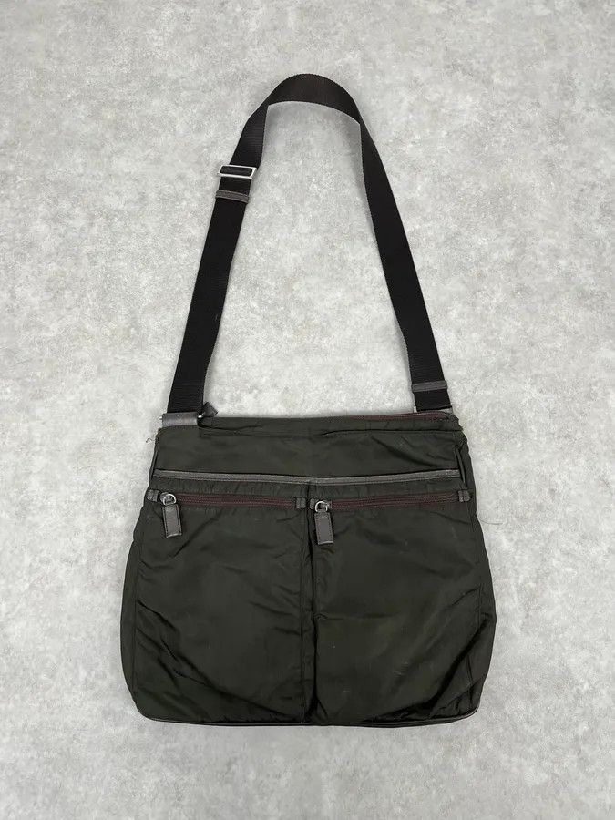 Prada 2000s Prada Dark Khaki Nylon Shoulder Bag Size ONE SIZE - 1 Thumbnail