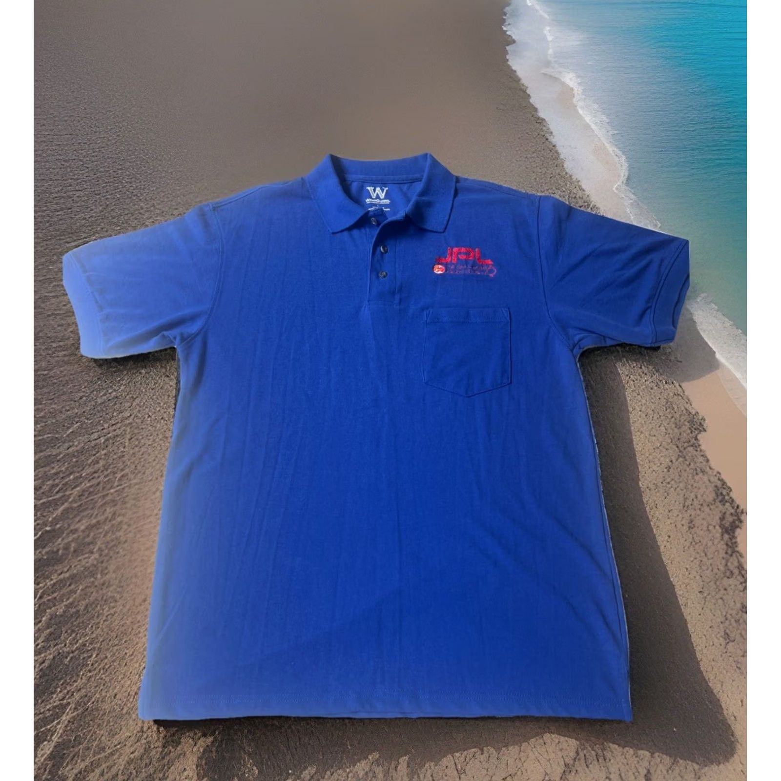 Vintage VINTAGE WearGuard Polo Shirt L Blue 100% Polyester Cotton Blend Short Sleeve Button Pocket Embroidered Logo Galaxy Space Mens Golf Size US L / EU 52-54 / 3 - 2 Thumbnail
