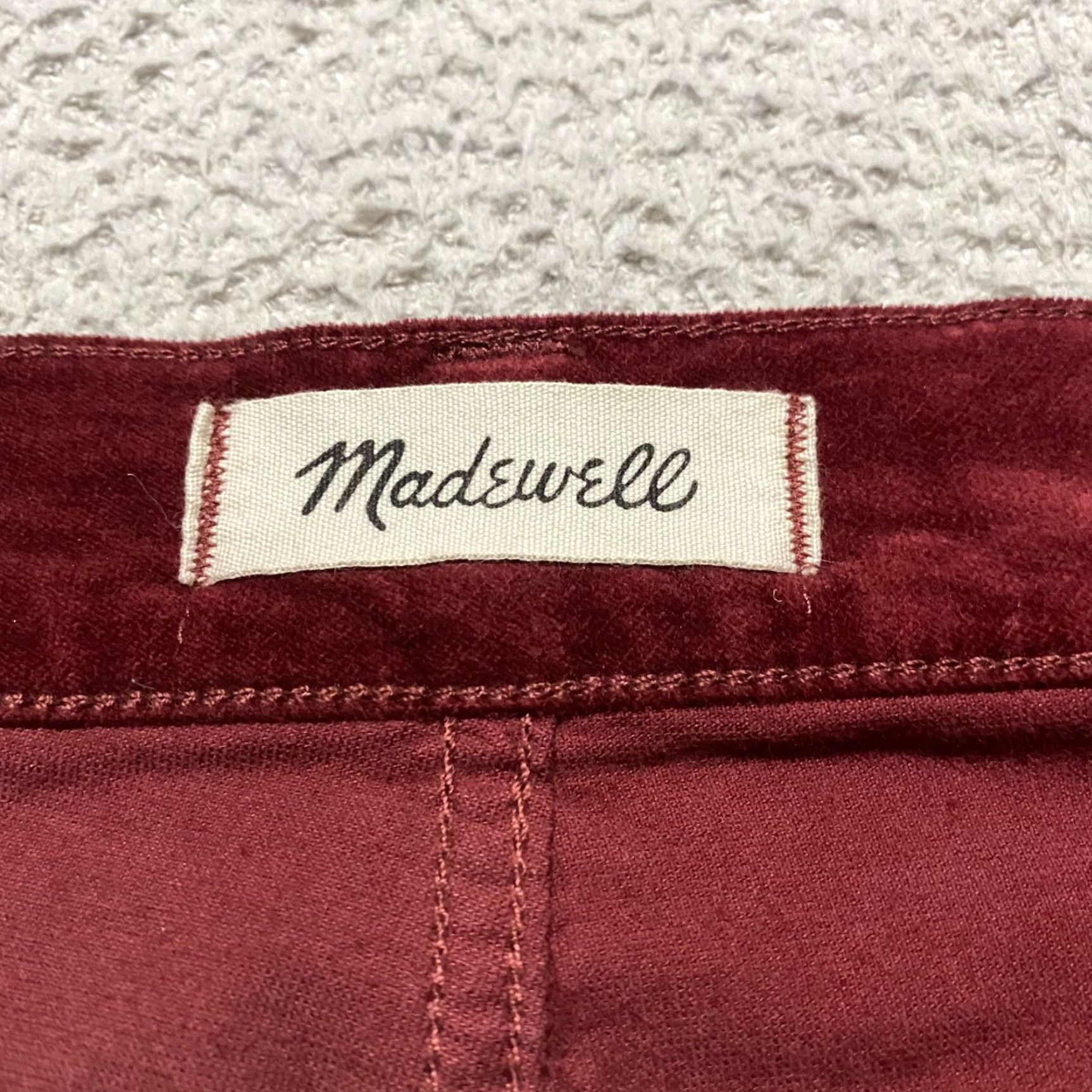 Madewell Madewell Skirt Womens 31 Burgundy Red Velvet Mini Stretch Pockets Zip Front Casual Party/Cocktail Travel Womens Size 24" / US 00 / IT 34 - 3 Thumbnail