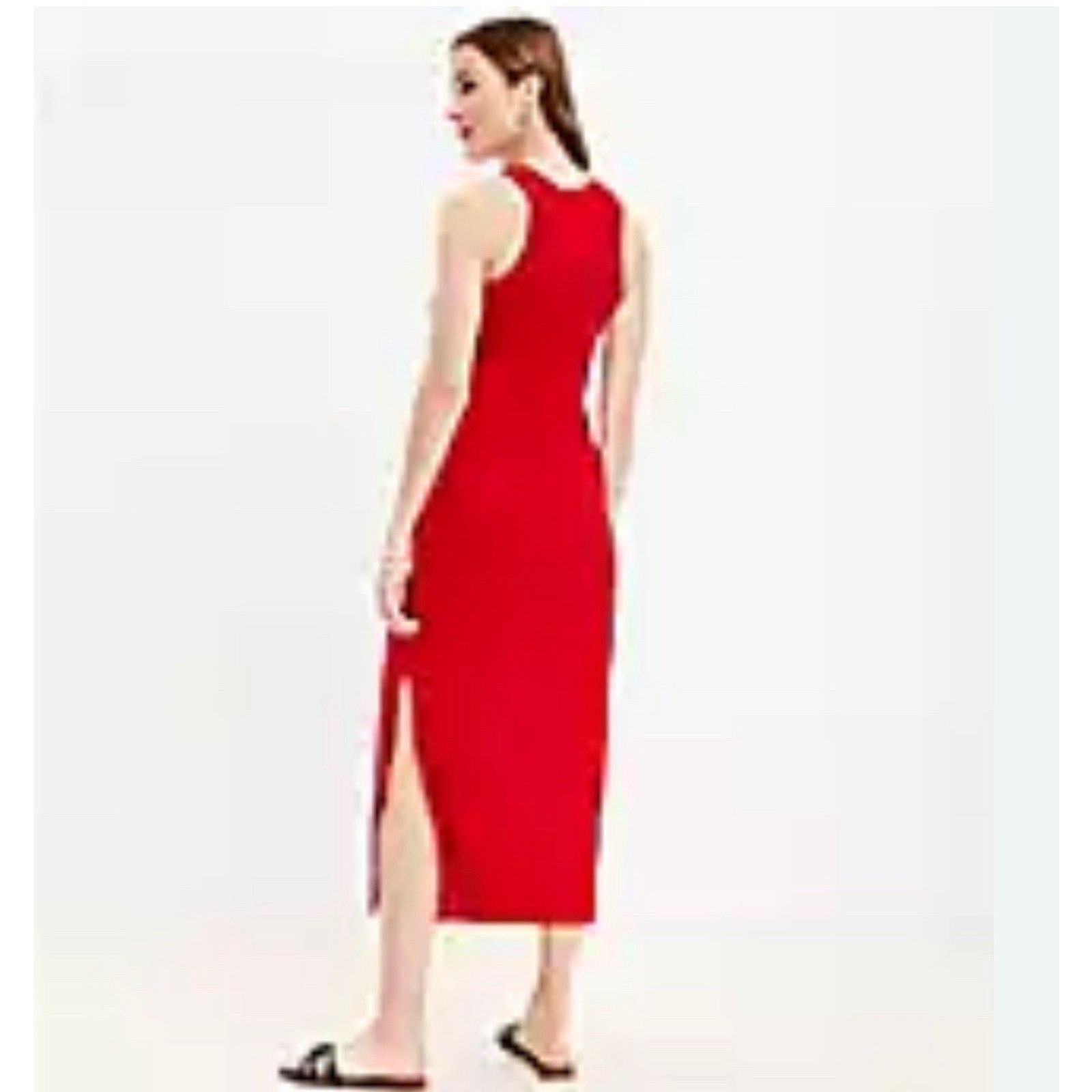 Loft Loft Red Halter Stretch Knit Side-slit Maxi Dress X-Small Size XS / US 0-2 / IT 36-38 - 1 Thumbnail