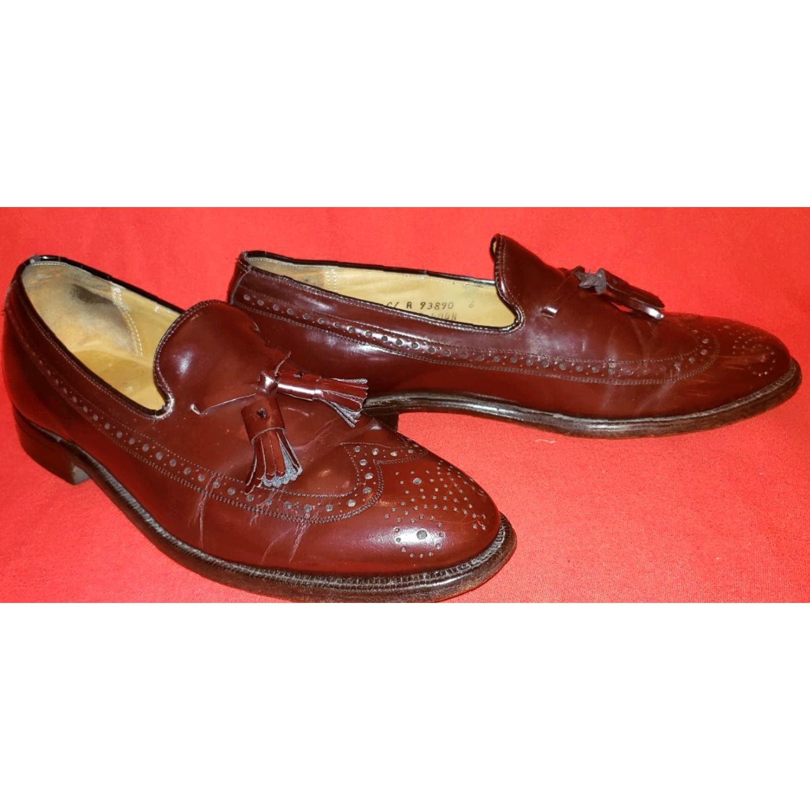 Johnston & Murphy Johnston & Murphy Aristocraft Men's Wingtip Loafer Sz 9C/A Oxblood Brown Tassels Leather Dress Shoes Size US 9 / EU 42 - 5 Thumbnail