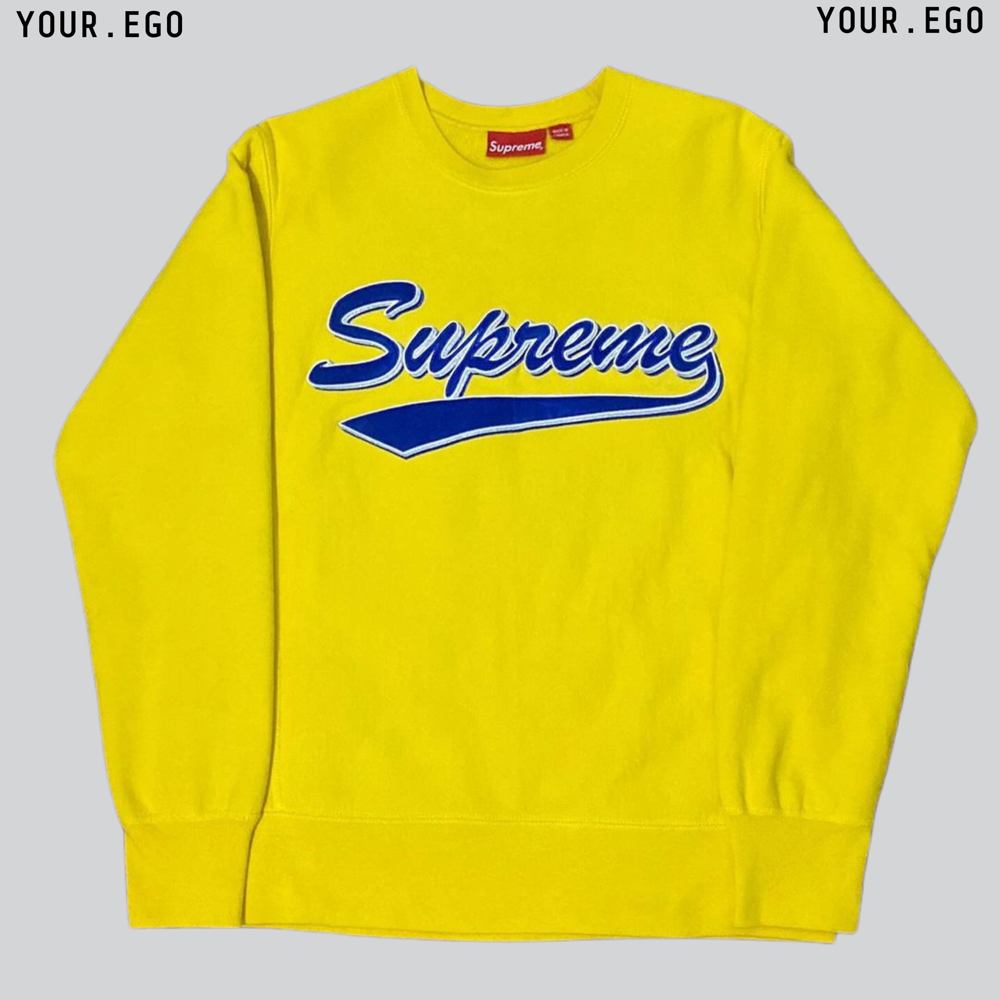 image of Supreme Brush Script Crewneck Fw16 in Yellow, Men's (Size Small)