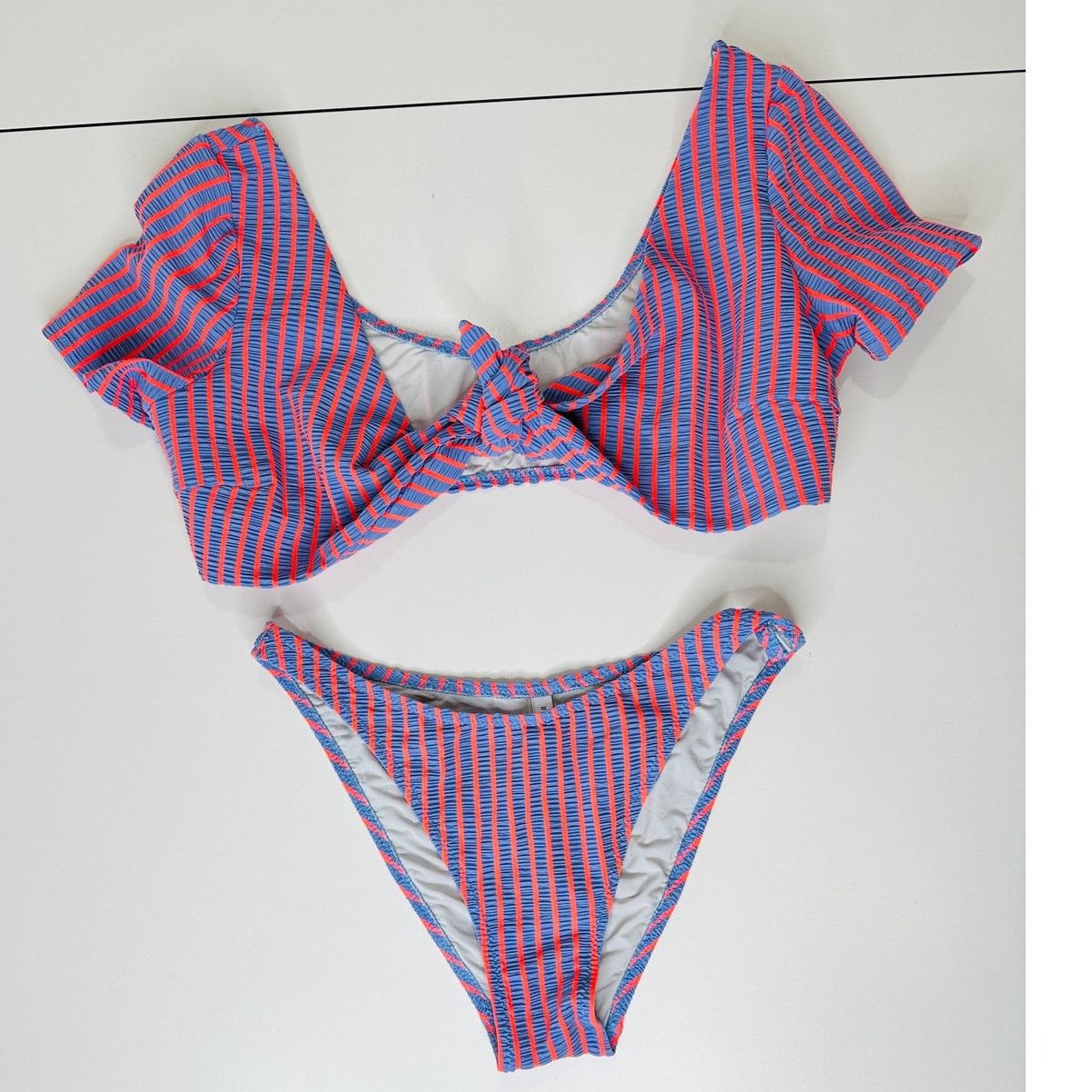 Solid & Striped Solid & Striped Lilac & Orange Striped Front Tie Bikini M Size M / US 6-8 / IT 42-44 - 2 Thumbnail