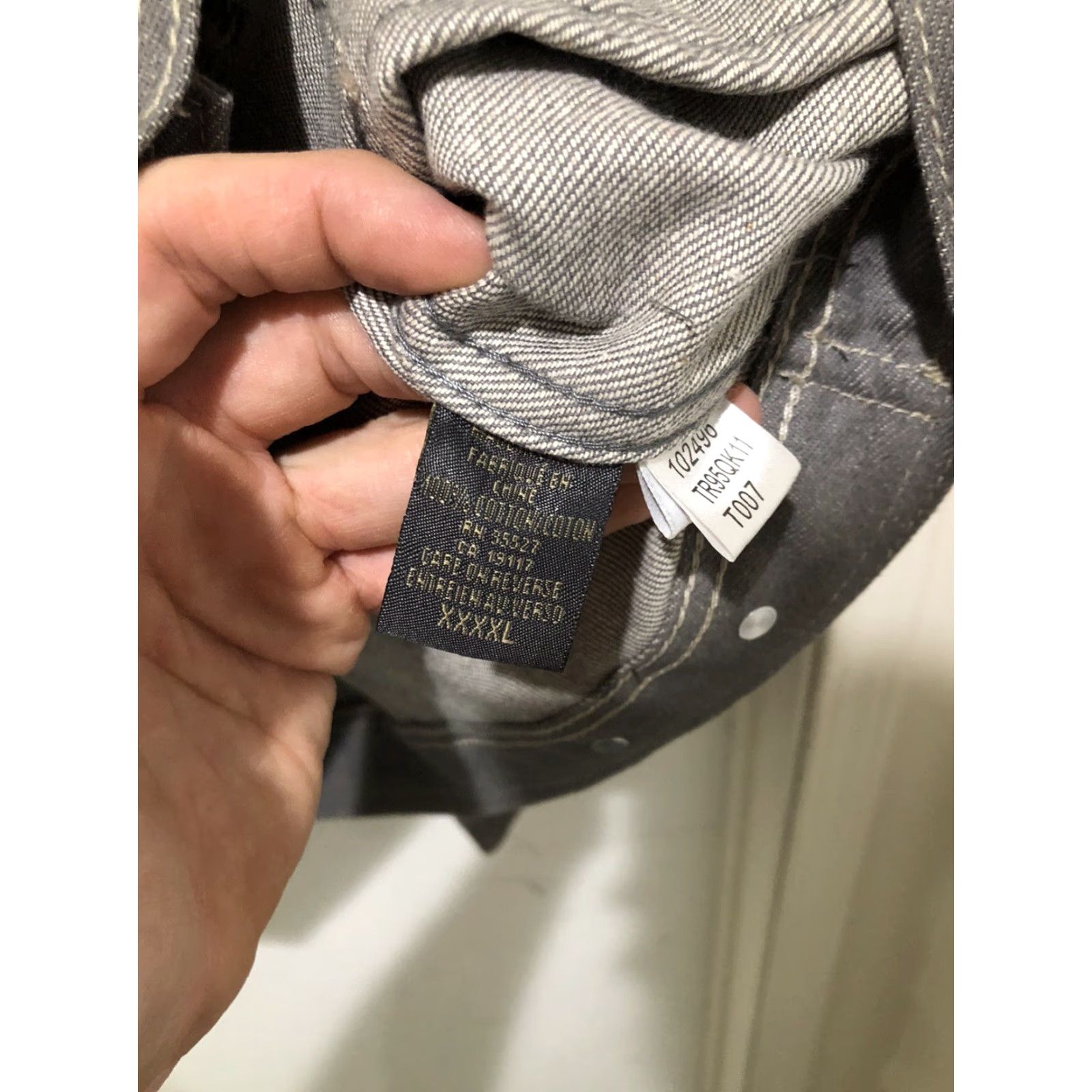 Denime VINTAGE Girbaud X Front 4XL Denim Jacket Gray Jeans Jacket - 90s Biker Hip Hop Front Streetwear Mens Jacket Size US 39 - 7 Thumbnail