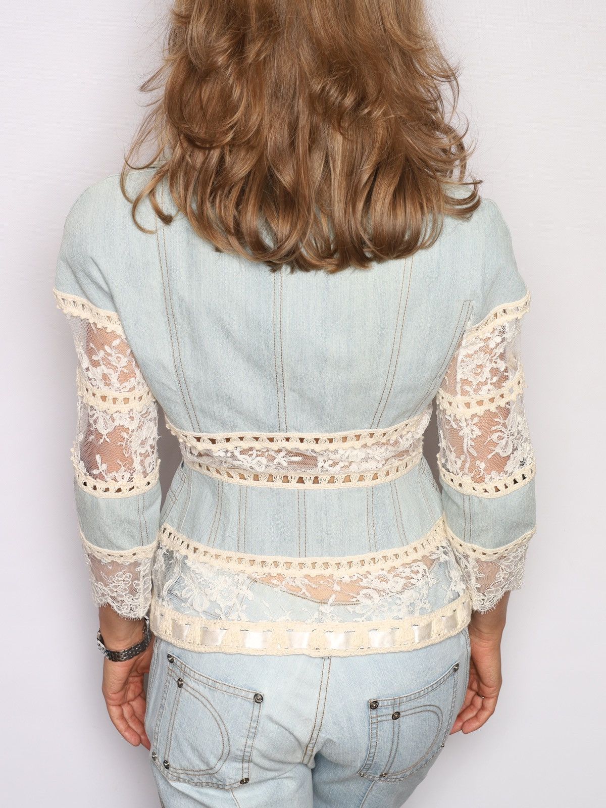 Dior Christian Dior by Galliano 2005 Lace Crochet Jacket Denim Size S / US 4 / IT 40 - 2 Thumbnail