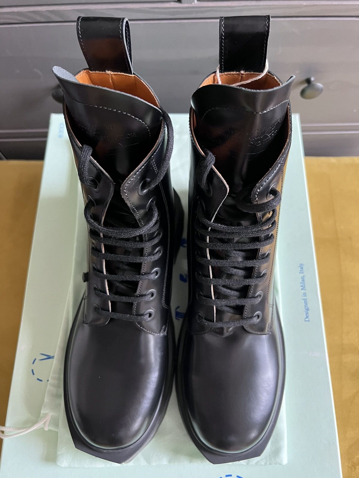Off-White NIB $1.1K Sponge-Sole Army/Combat Boots, Italy SEND OFFERS Size US 9 / EU 42 - 12 Thumbnail