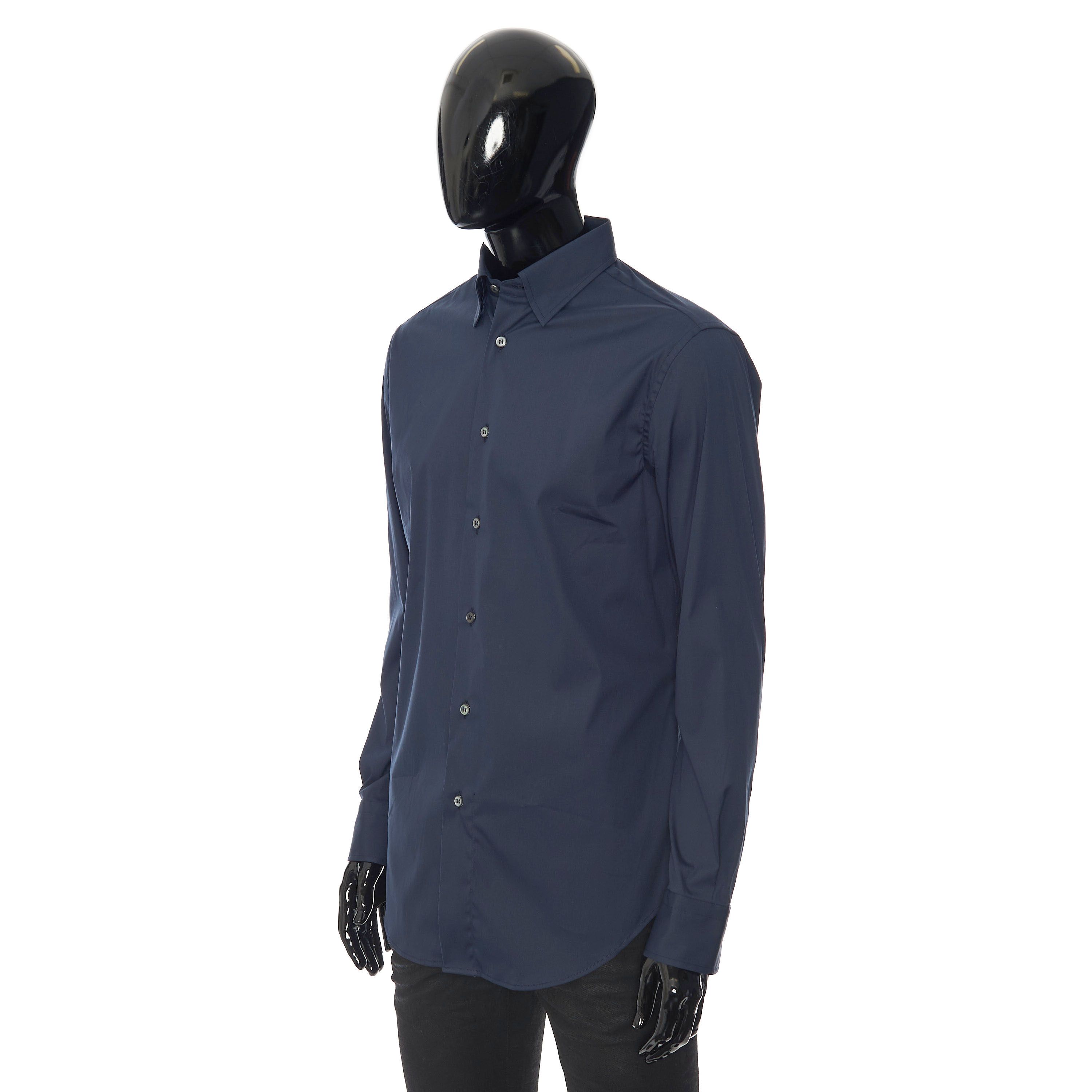 Brioni Longsleeve Fitted Shirt In Dark Blue Cotton Blend Size US M / EU 48-50 / 2 - 2 Thumbnail