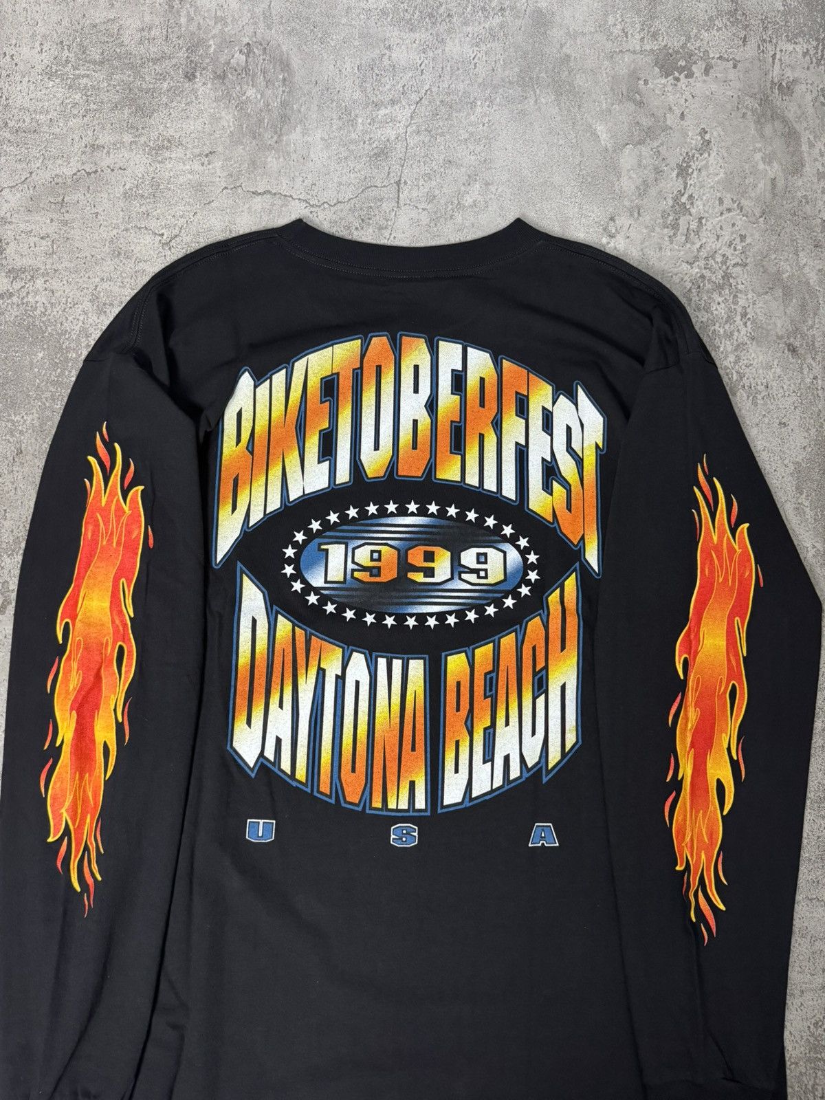 Vintage VINTAGE 1999 DAYTONA BEACH BIKE WEEK SKULL FLAME LONGSLEEVE Size US XL / EU 56 / 4 - 6 Thumbnail