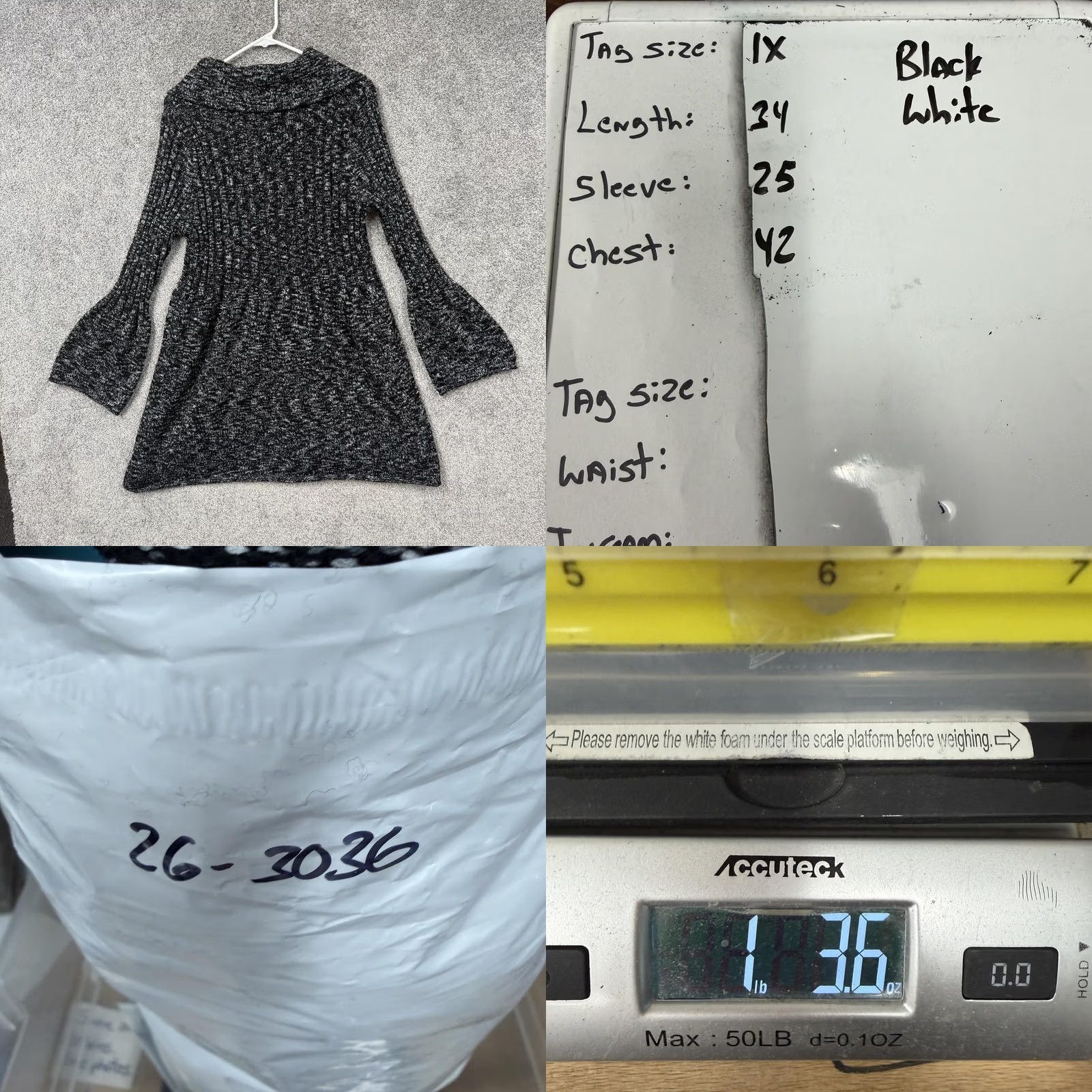 Vintage Style&co Cardigan Sweater 1X Plus Black Bell Sleeve Collared Knit Marled Bohemian Gothic Grunge Vintage: No Size XL / US 12-14 / IT 48-50 - 8 Thumbnail