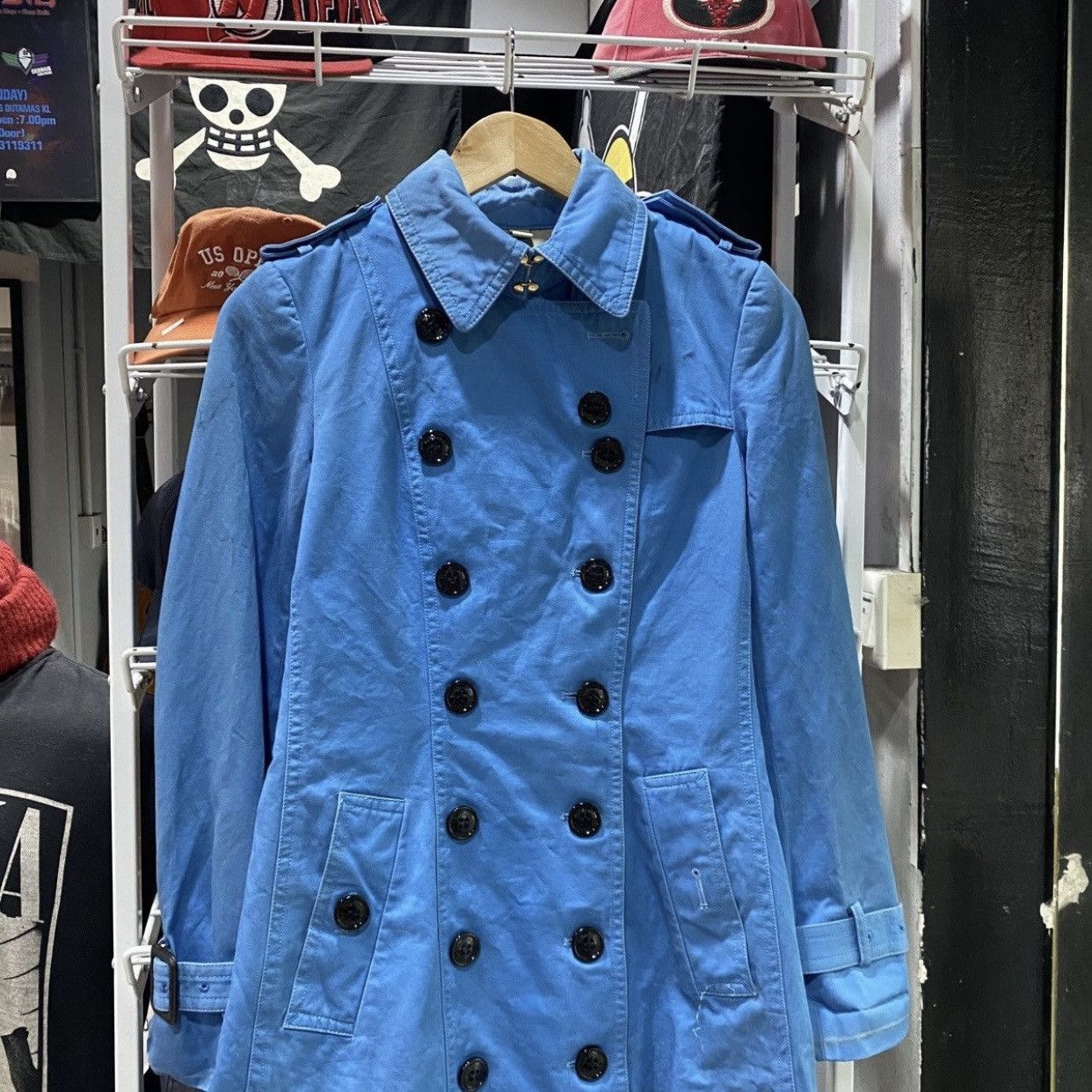 Burberry Archival Burberry Cerulean Blue Double-Breasted Trench Coat Size XS / US 0-2 / IT 36-38 - 4 Thumbnail
