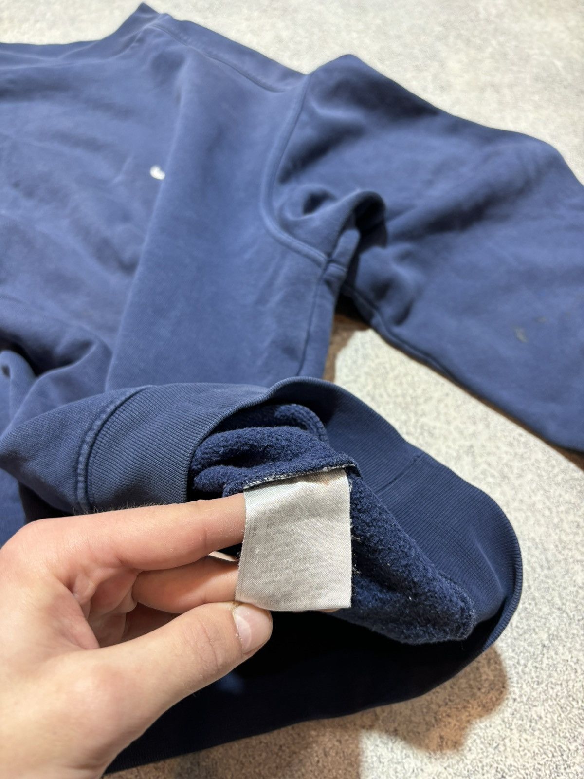 Nike × Vintage 90s Nike Vintage Blue Sweatshirt Drill Small Swoosh size M Size US M / EU 48-50 / 2 - 10 Thumbnail