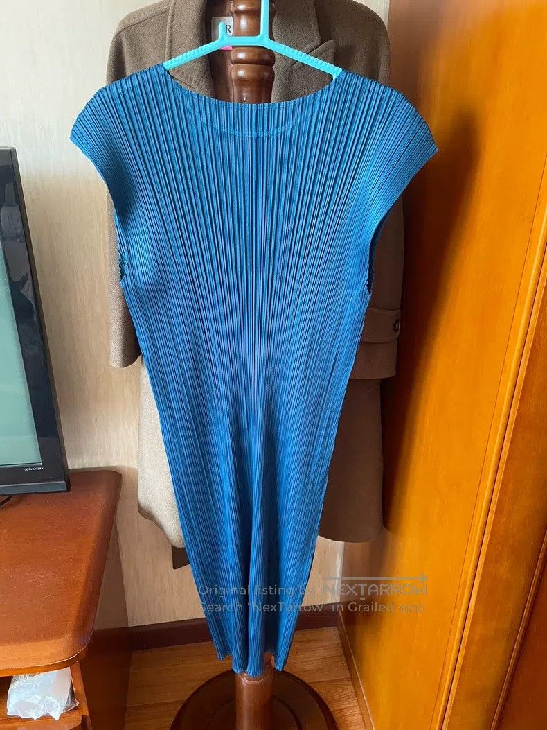 Issey Miyake Issey Miyake Teal Dress Size L / US 10 / IT 46 - 4 Thumbnail