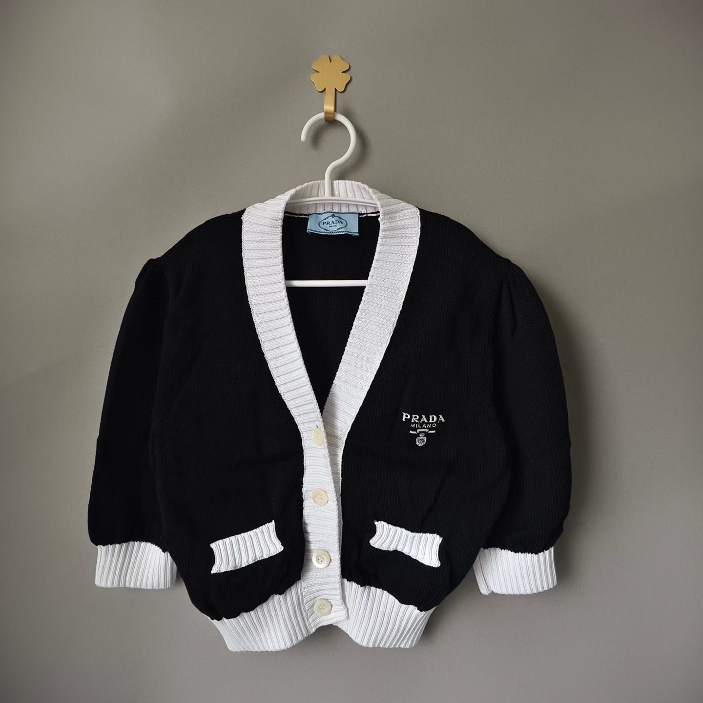 Prada Prada Women's Black Knit Cardigan Shield Logo Size XS / US 0-2 / IT 36-38 - 1 Thumbnail