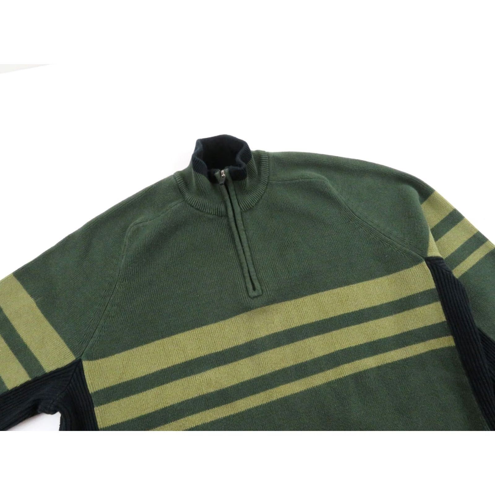 Eddie Bauer VINTAGE Eddie Bauer Sweater Mens L Green Pullover Cable Knit Striped Heavyweight Cotton 80s 90s Size US L / EU 52-54 / 3 - 4 Thumbnail