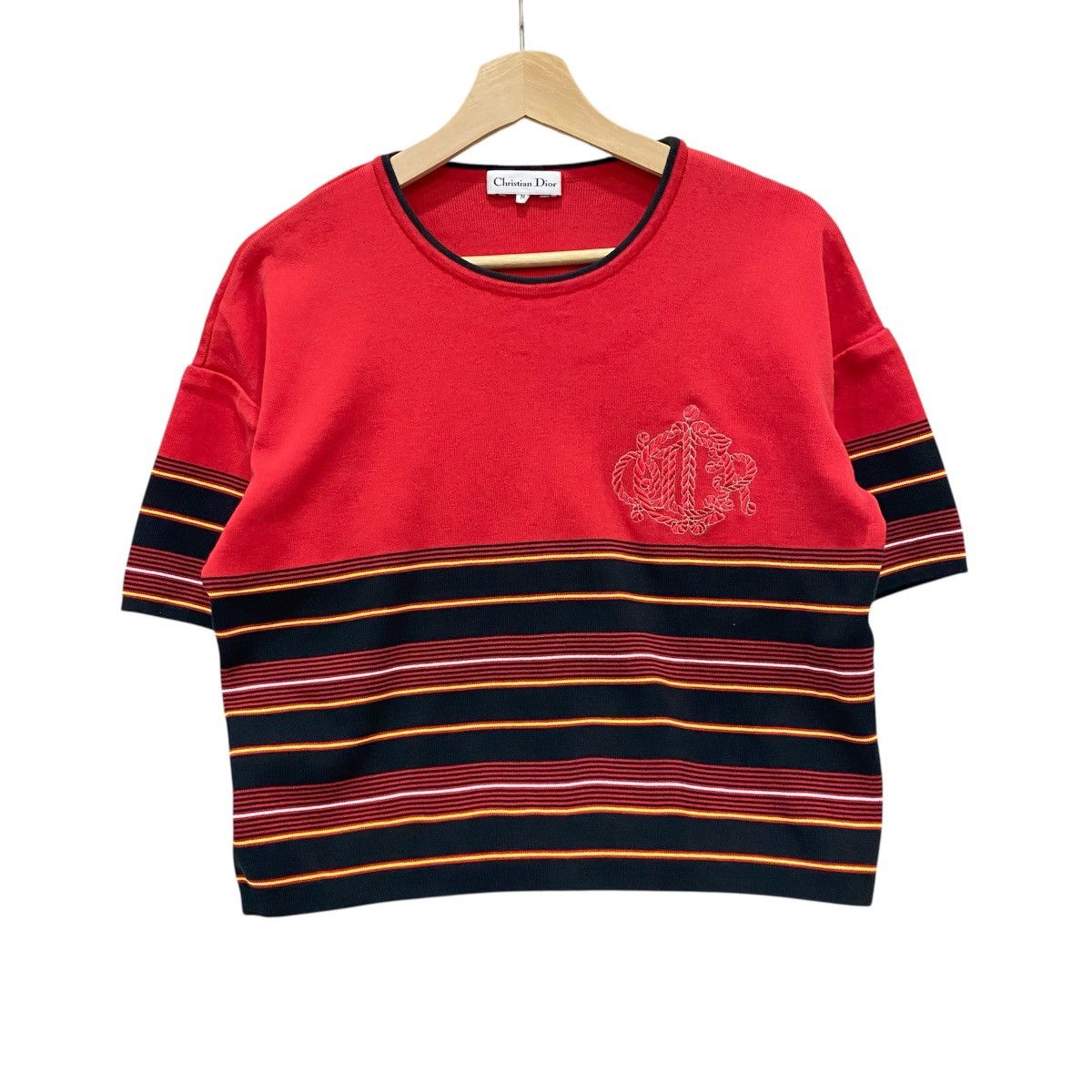 Christian Dior Monsieur Rare Vintage Christian Dior Embroidered Logo Knit Crop Top Size M / US 6-8 / IT 42-44 - 1 Thumbnail