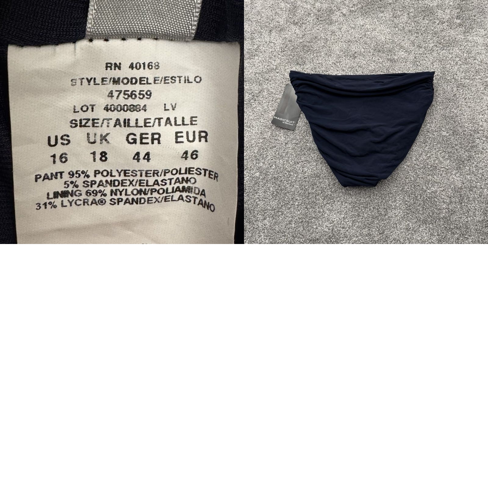 Vintage Magicsuit Swim Bottoms Womens Size 16 Ruched High-Waisted Tummy Control Blue Beach Retro 80s Womens Bottoms Size 38" / US 16 / IT 52 - 8 Thumbnail