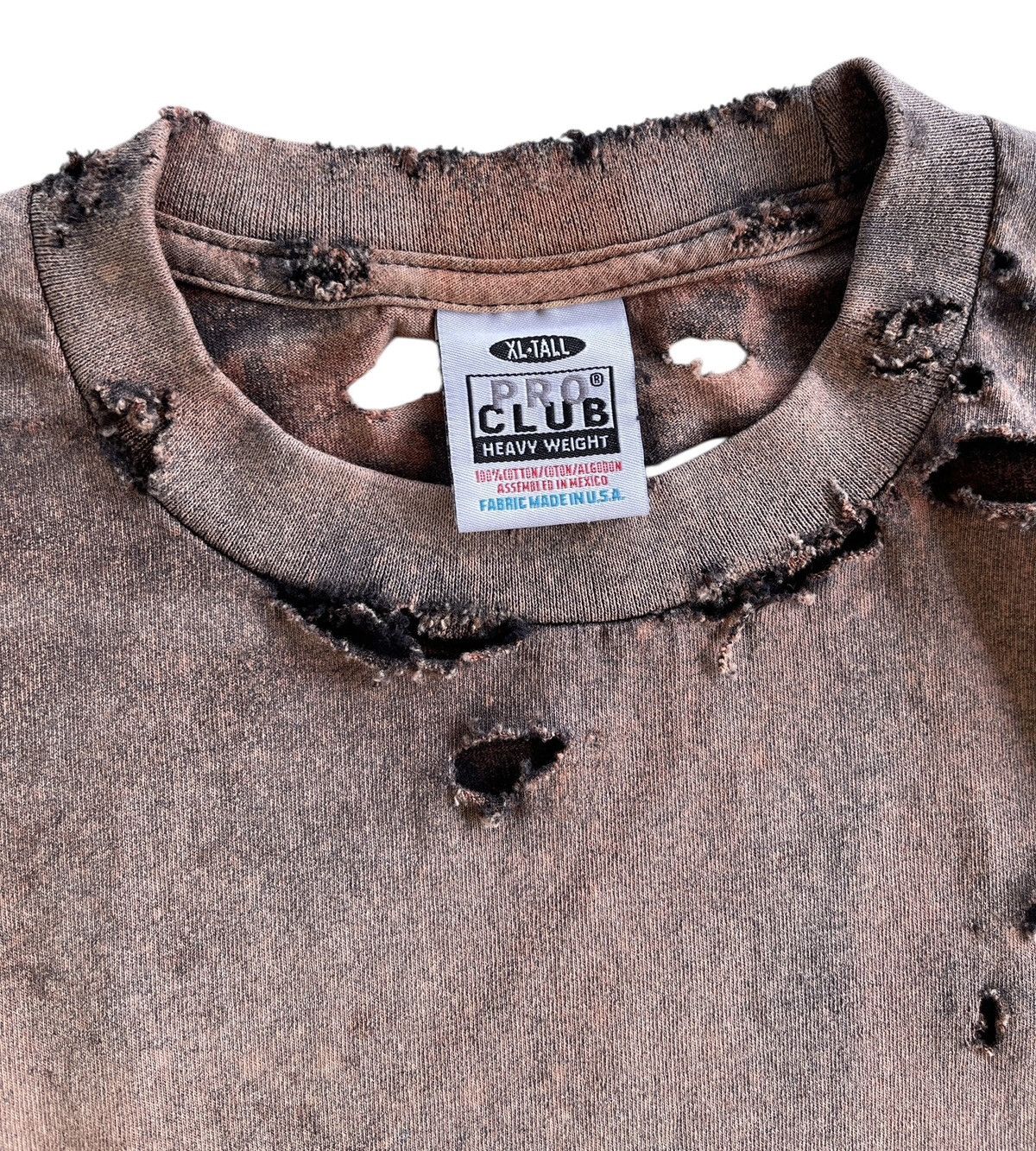 Vintage Thrashed!!! Distressed Acid Wash Grunge Pro Club Shirt Size US XL / EU 56 / 4 - 16 Thumbnail
