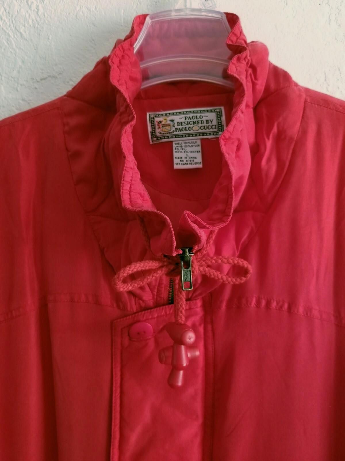 Paolo Gucci Vtg Gucci Silk Jacket Womens Oversized 1980s Collectible Red Size L / US 10 / IT 46 - 2 Thumbnail