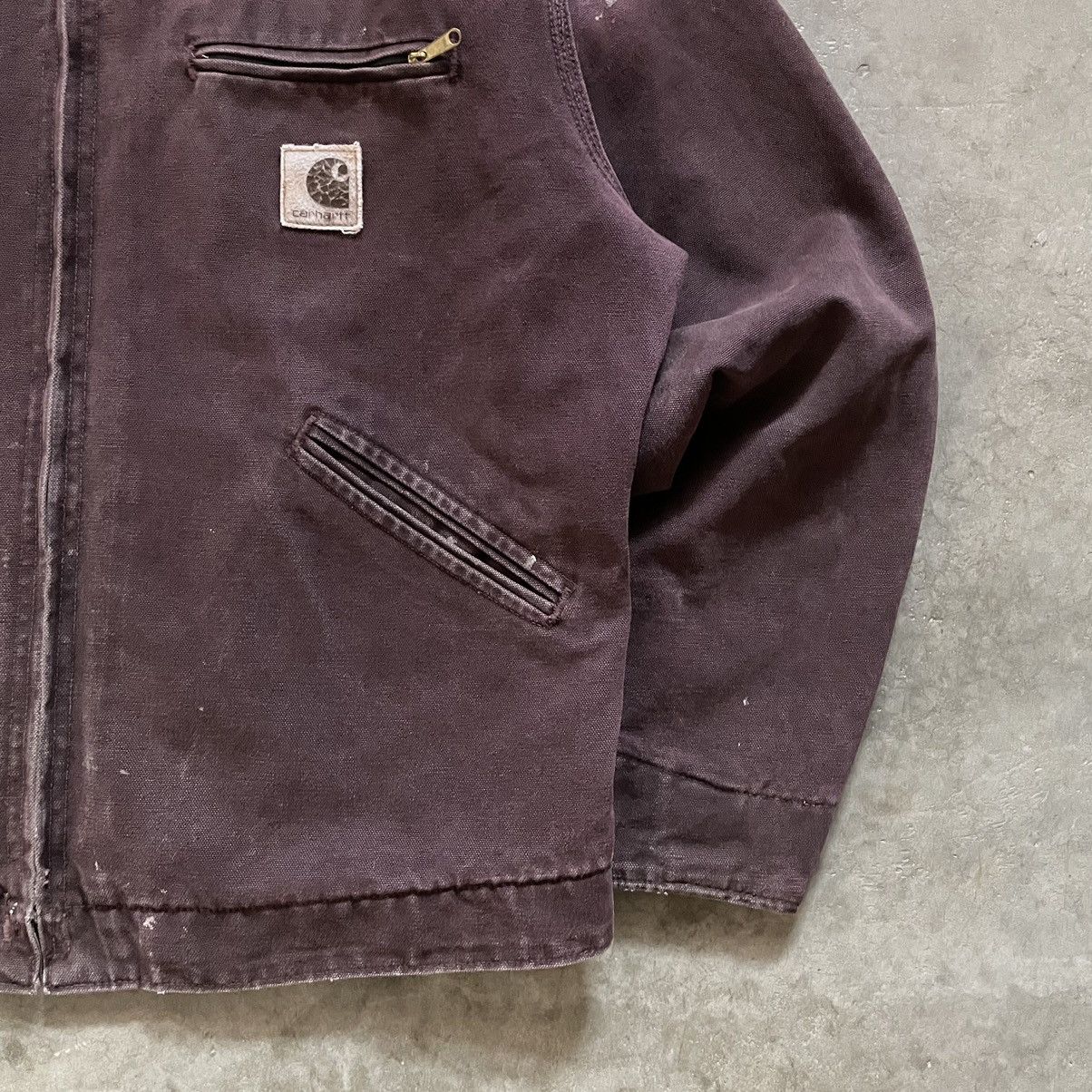 Carhartt × Vintage 90s Distressed Carhartt Detroit Jacket J43BRG Burgundy Size US M / EU 48-50 / 2 - 3 Thumbnail