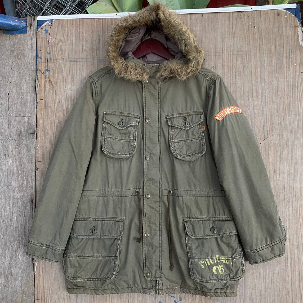Japanese Brand × Vintage Vintage Wask Military 05 Army Crops Faux Fur Jacket Size US M / EU 48-50 / 2 - 1 Thumbnail