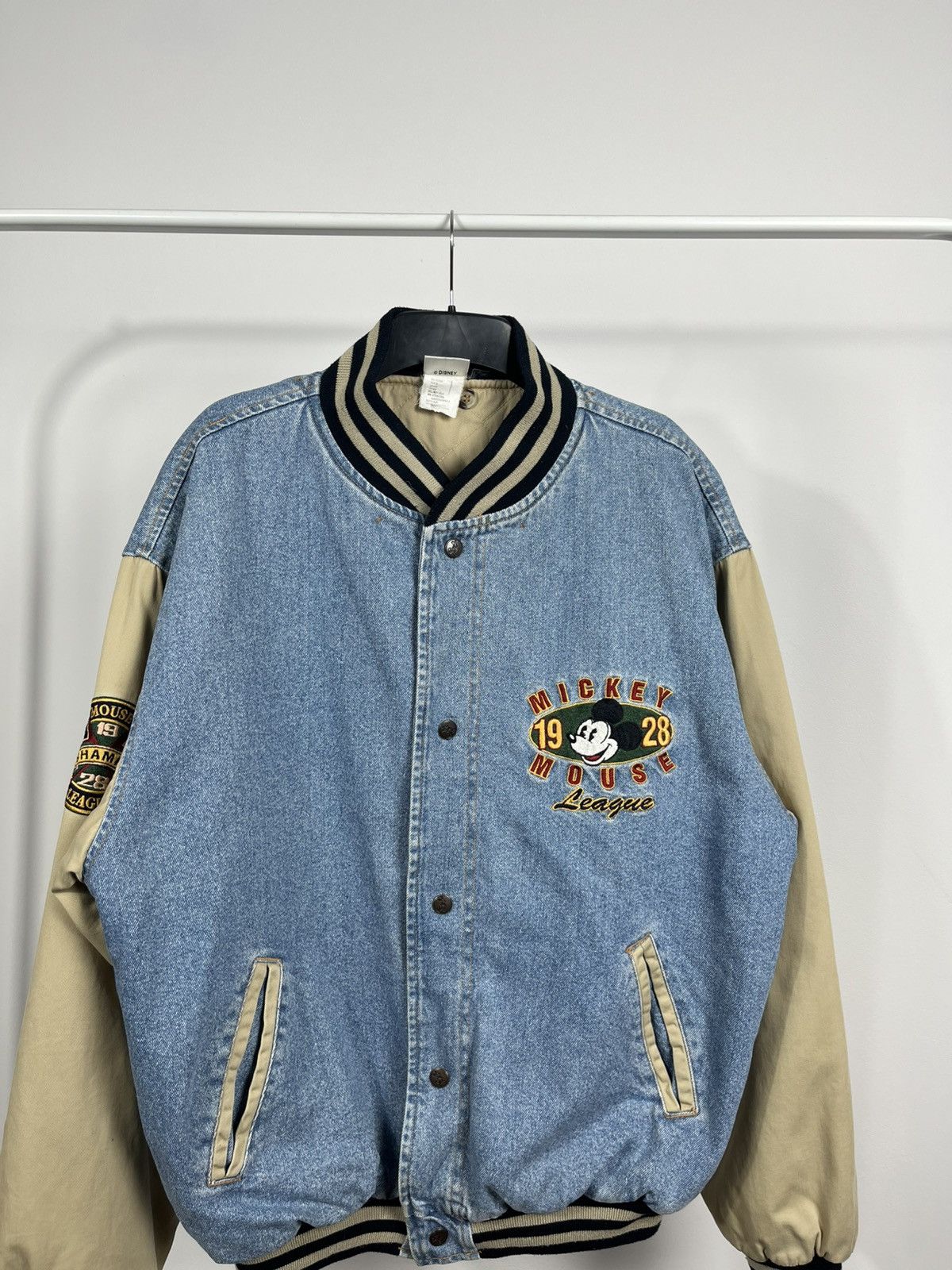 Disney Vintage Mickey Mouse Denim Varsity Jacket 90s Disney Size US M / EU 48-50 / 2 - 2 Thumbnail
