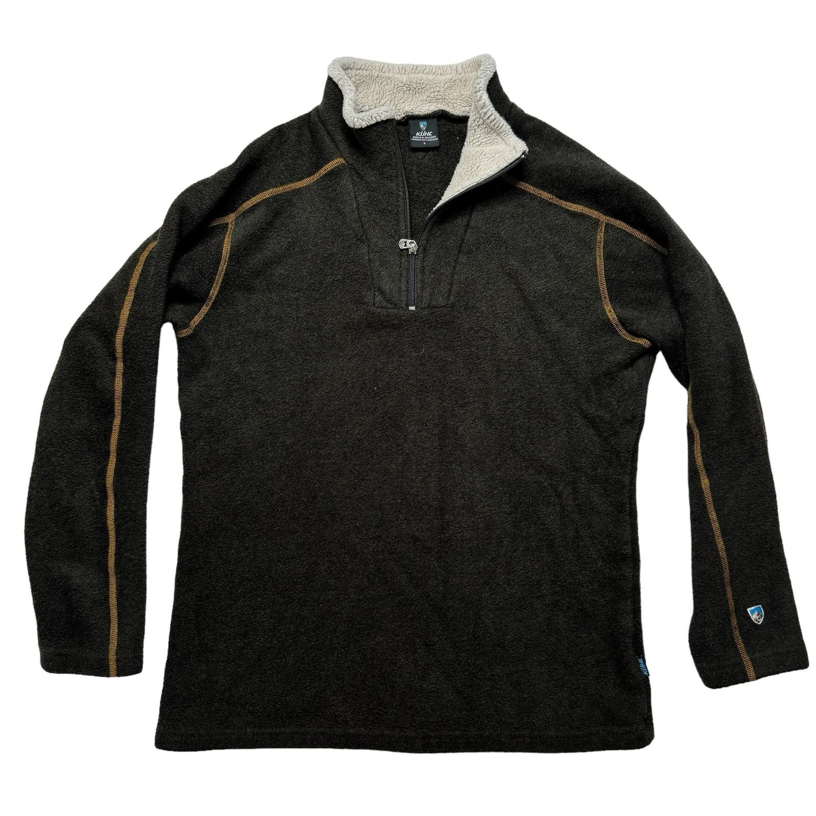 KUHL Europa 1/4 Zip Alfpaca Fleece Sweatshirt Brown Sz Large