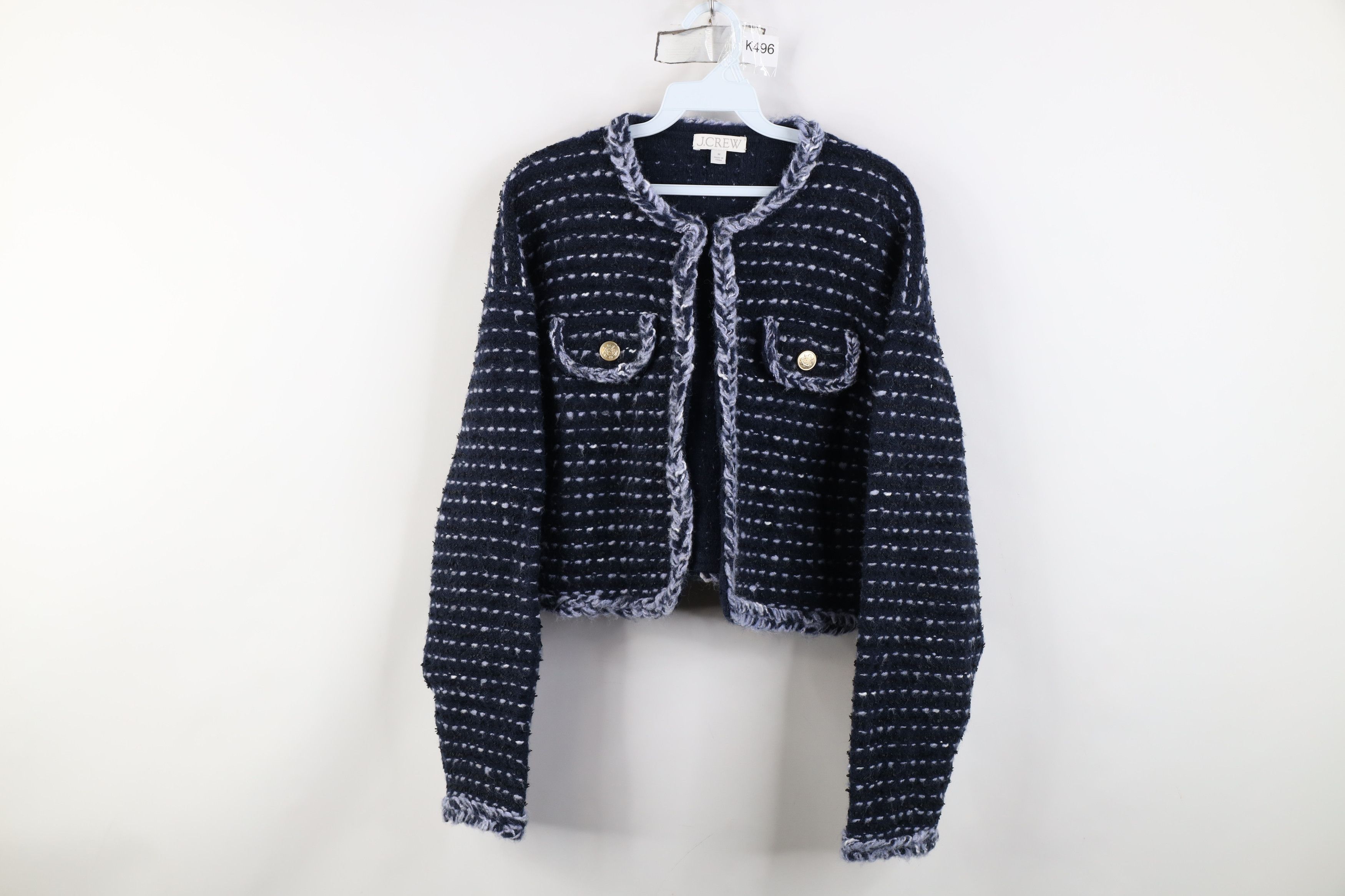 J.Crew J Crew Marled Yarn Wool Alpaca Lady Jacket Striped Blue Size M / US 6-8 / IT 42-44 - 1 Thumbnail