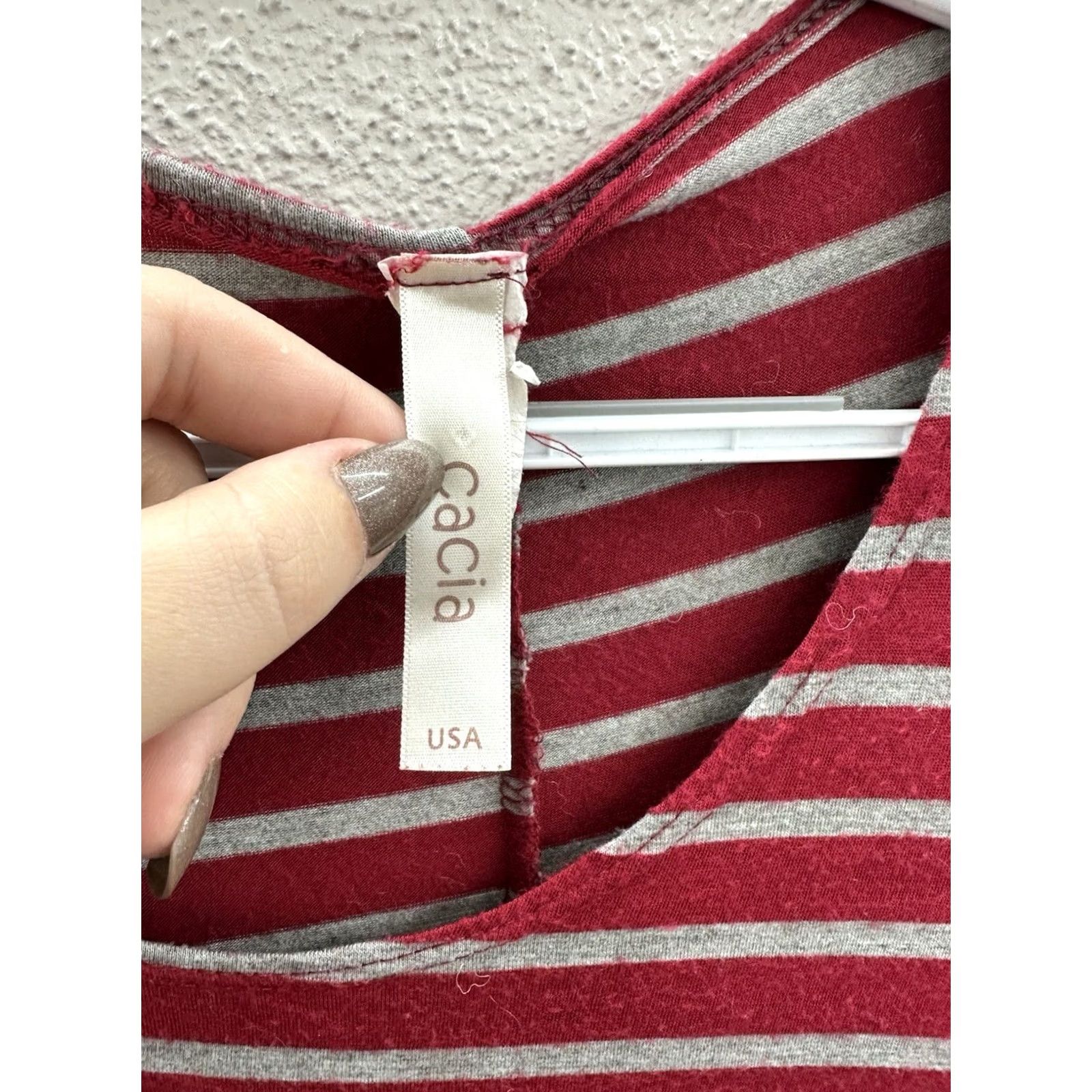 Vintage Cacia Womens Dress XL Red Gray Striped Long Sleeve Stretchy Size XL / US 12-14 / IT 48-50 - 3 Thumbnail