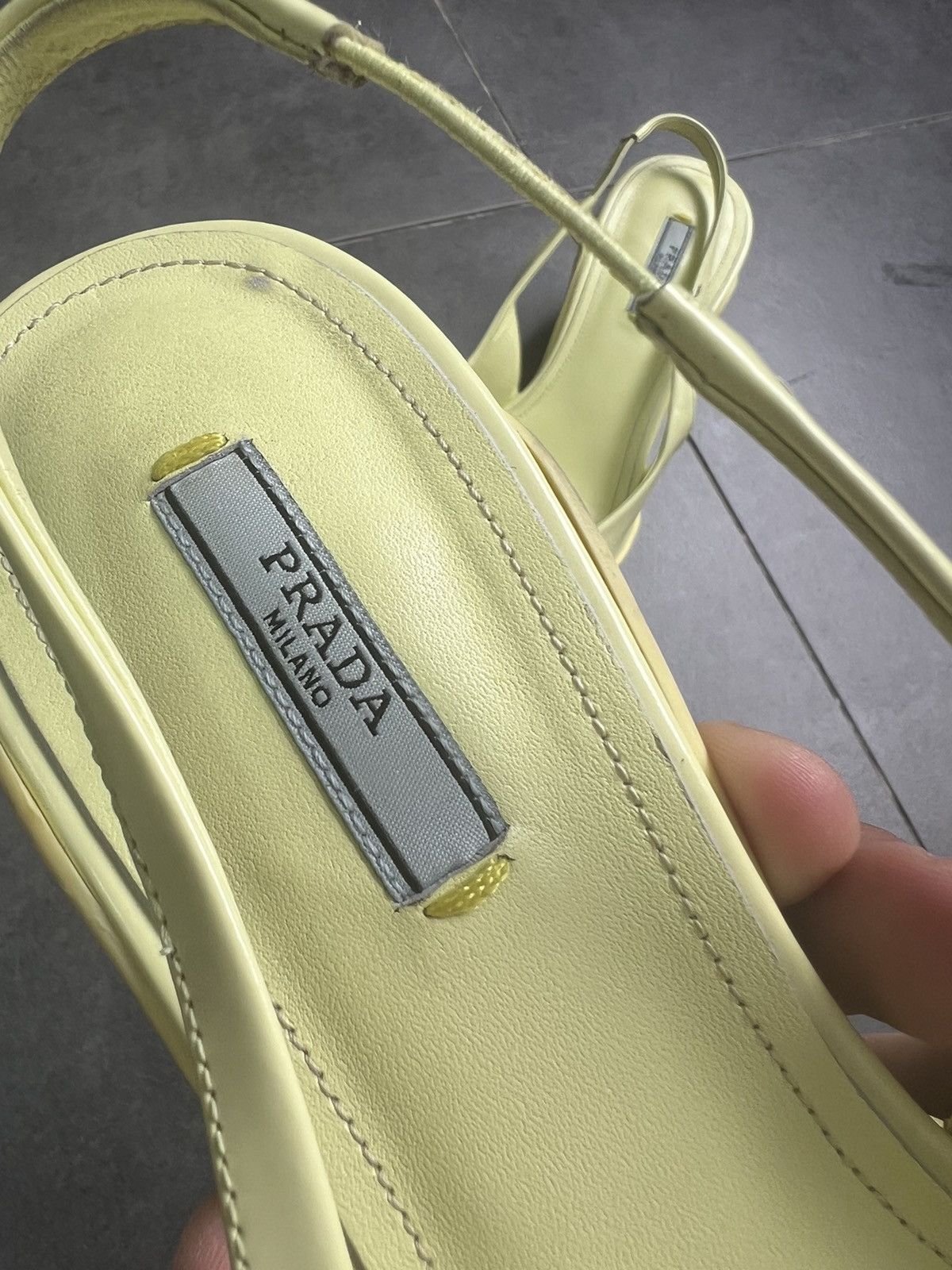 Prada RAF Simons Prada Green Patent Pointed Toe Slingback Pumps Size US 7 / IT 37 - 3 Thumbnail