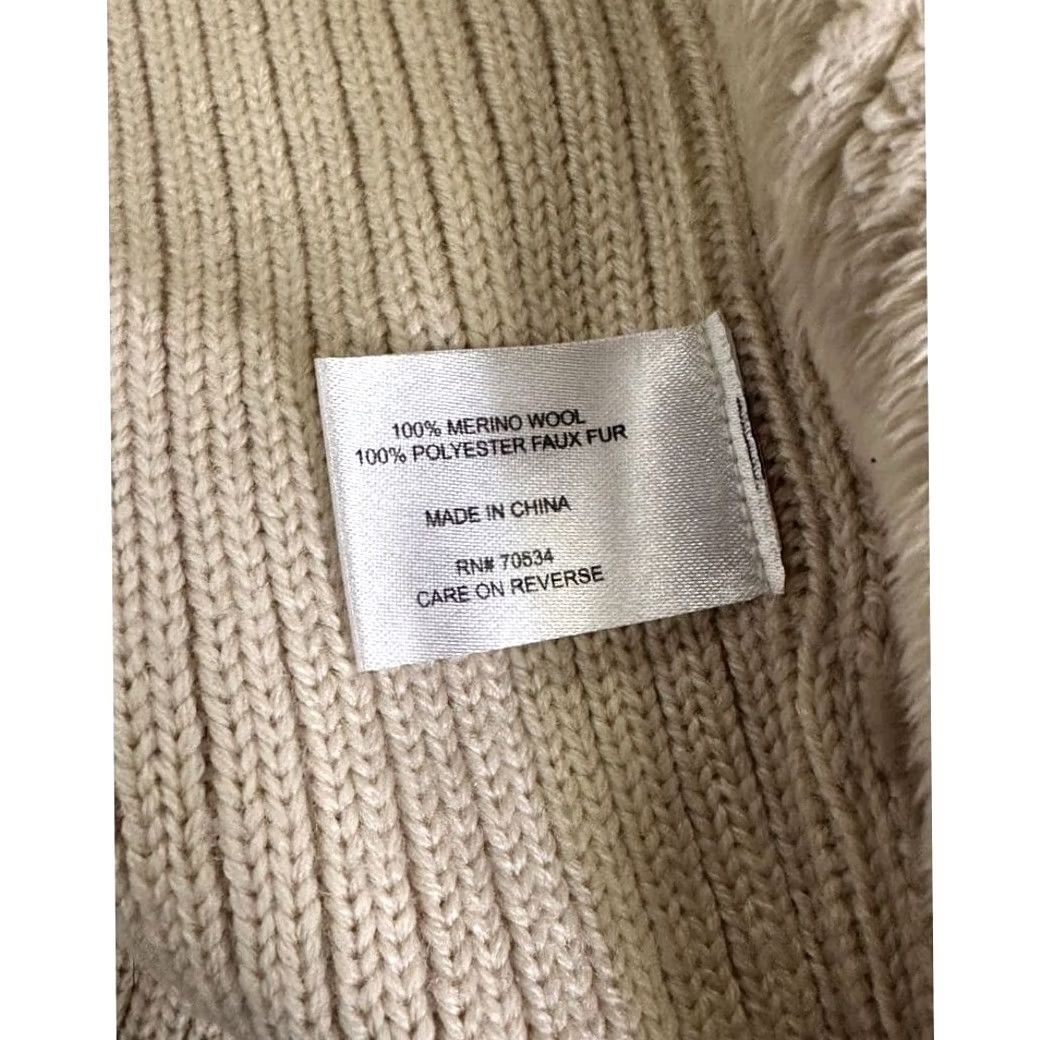 Orvis Orvis Sweater Cardigan M Beige 100% Merino Wool Womens Long Sleeve V-Neck Open Face Faux Fur Pattern: Solid Size M / US 6-8 / IT 42-44 - 4 Thumbnail