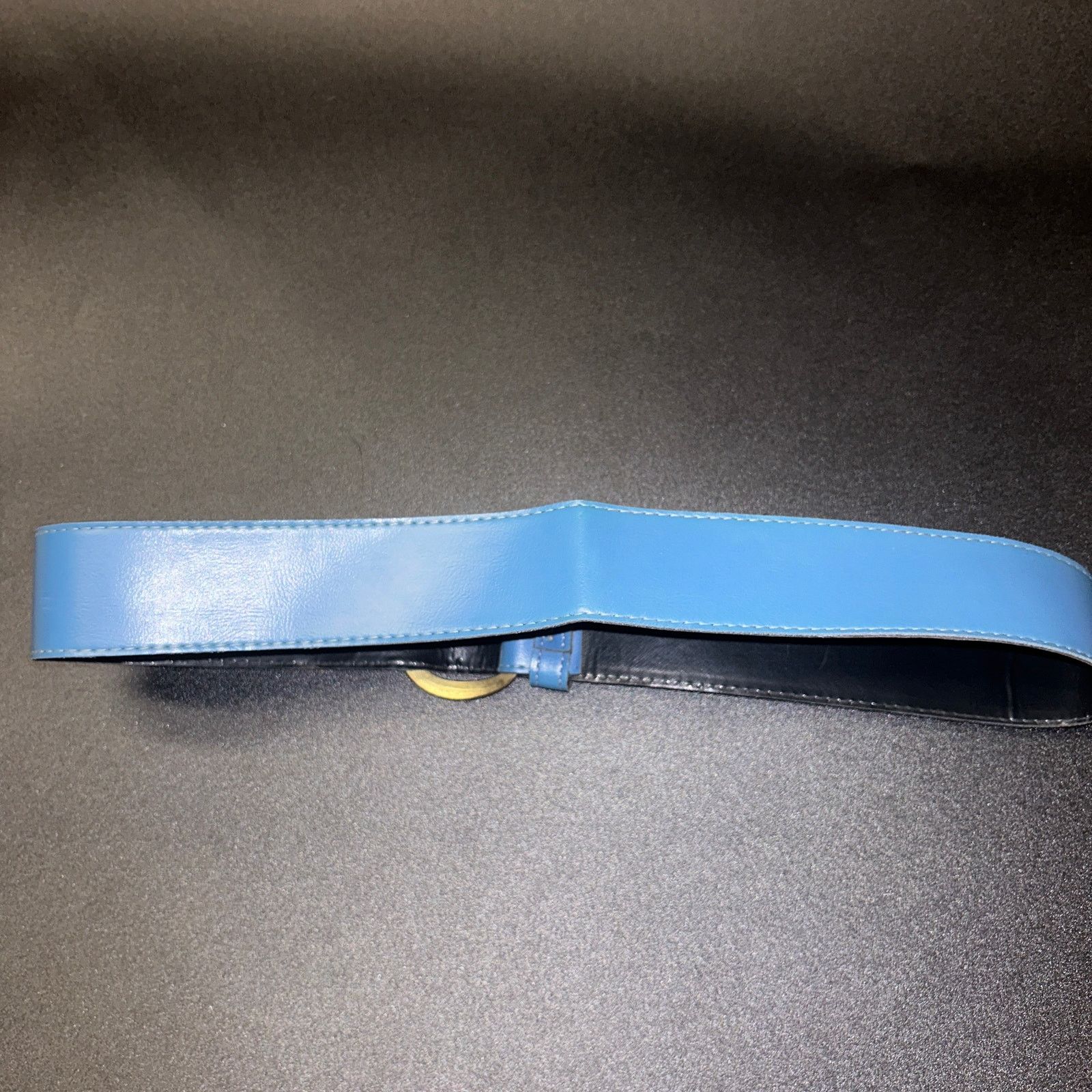 Other Blue Faux Leather Gold-Tone Hardware Adjustable Belt Size 14 Size ONE SIZE - 4 Thumbnail