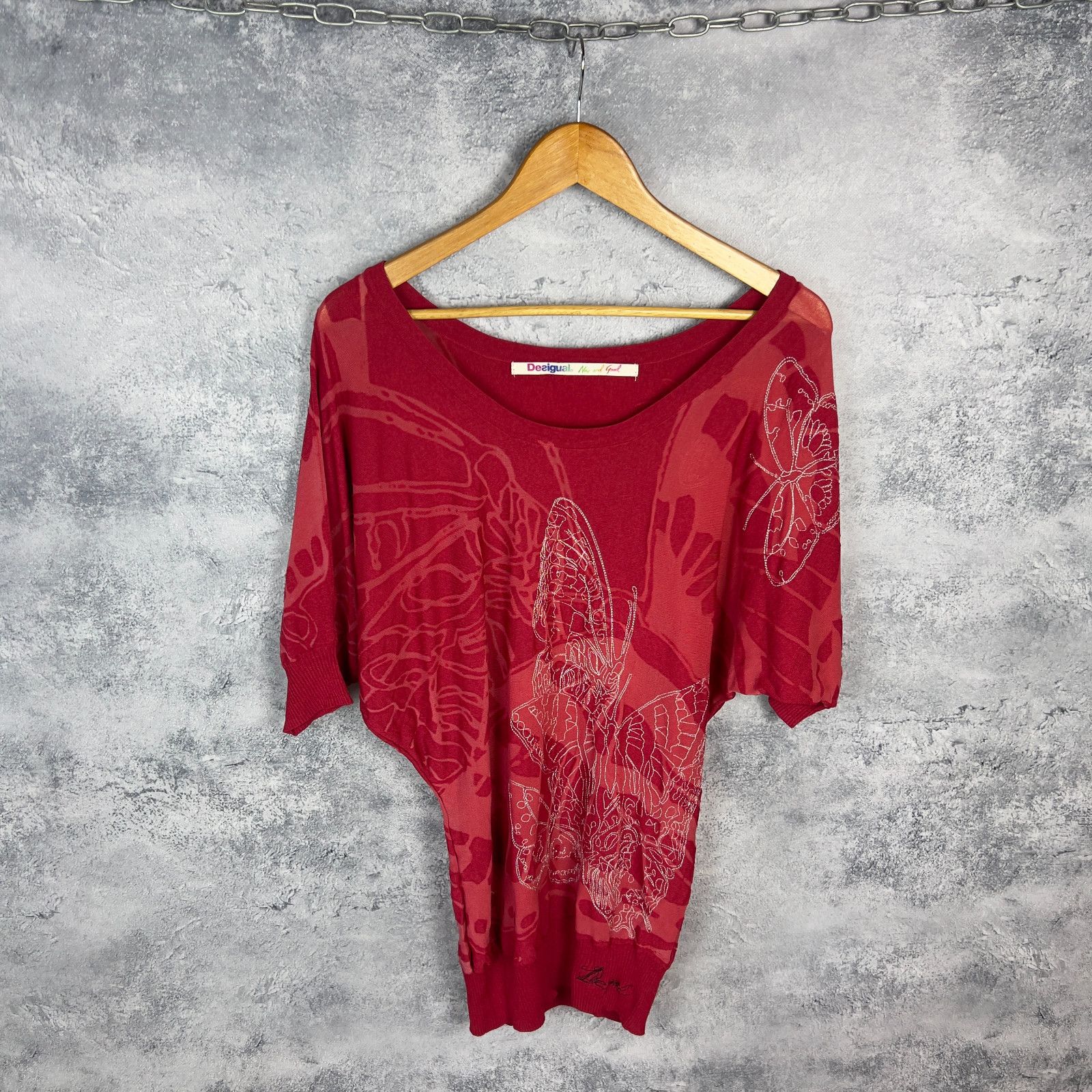 Desigual Desigual Blouse Women's Size L Red Short Sleeve` Size L / US 10 / IT 46 - 1 Thumbnail